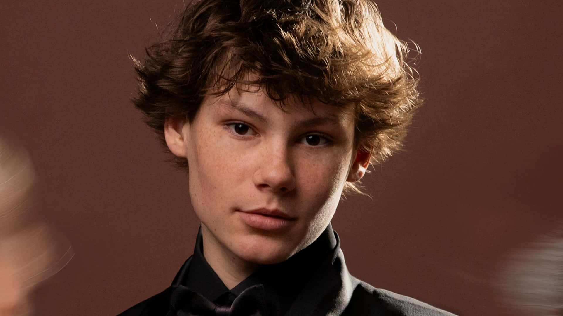 Maddox Batson, black tuxedo, tousled brown hair, Full HD Desktop Wallpaper