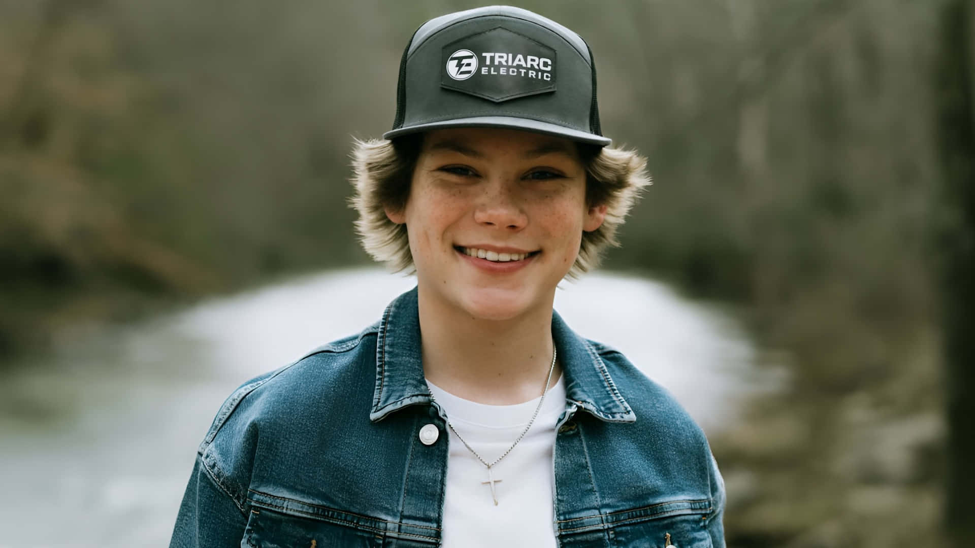 Maddox Batson, gray cap, denim jacket, Full HD Desktop Wallpaper