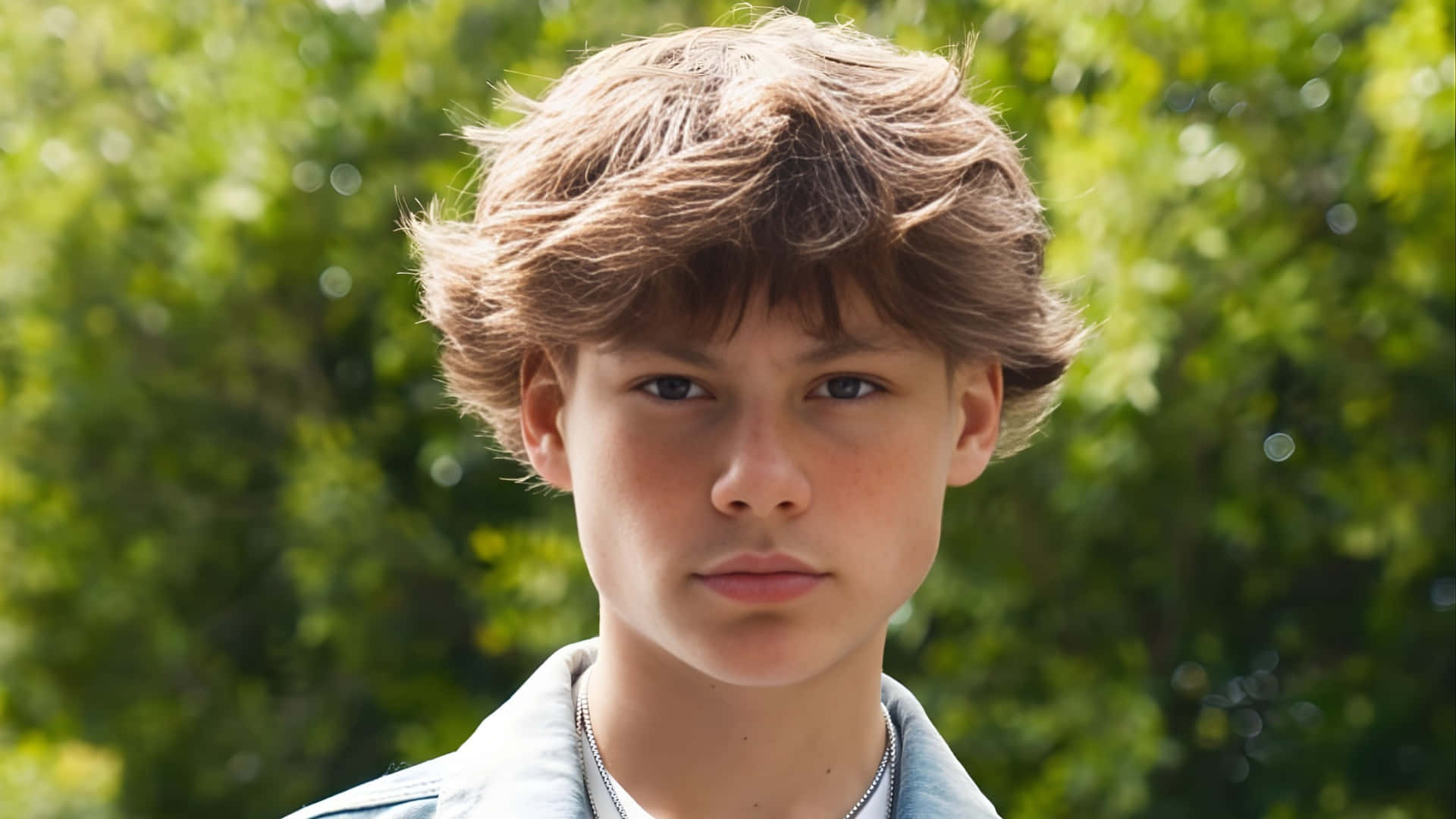 Maddox Batson, young actor profile, tousled brown hair, Full HD Desktop Wallpaper