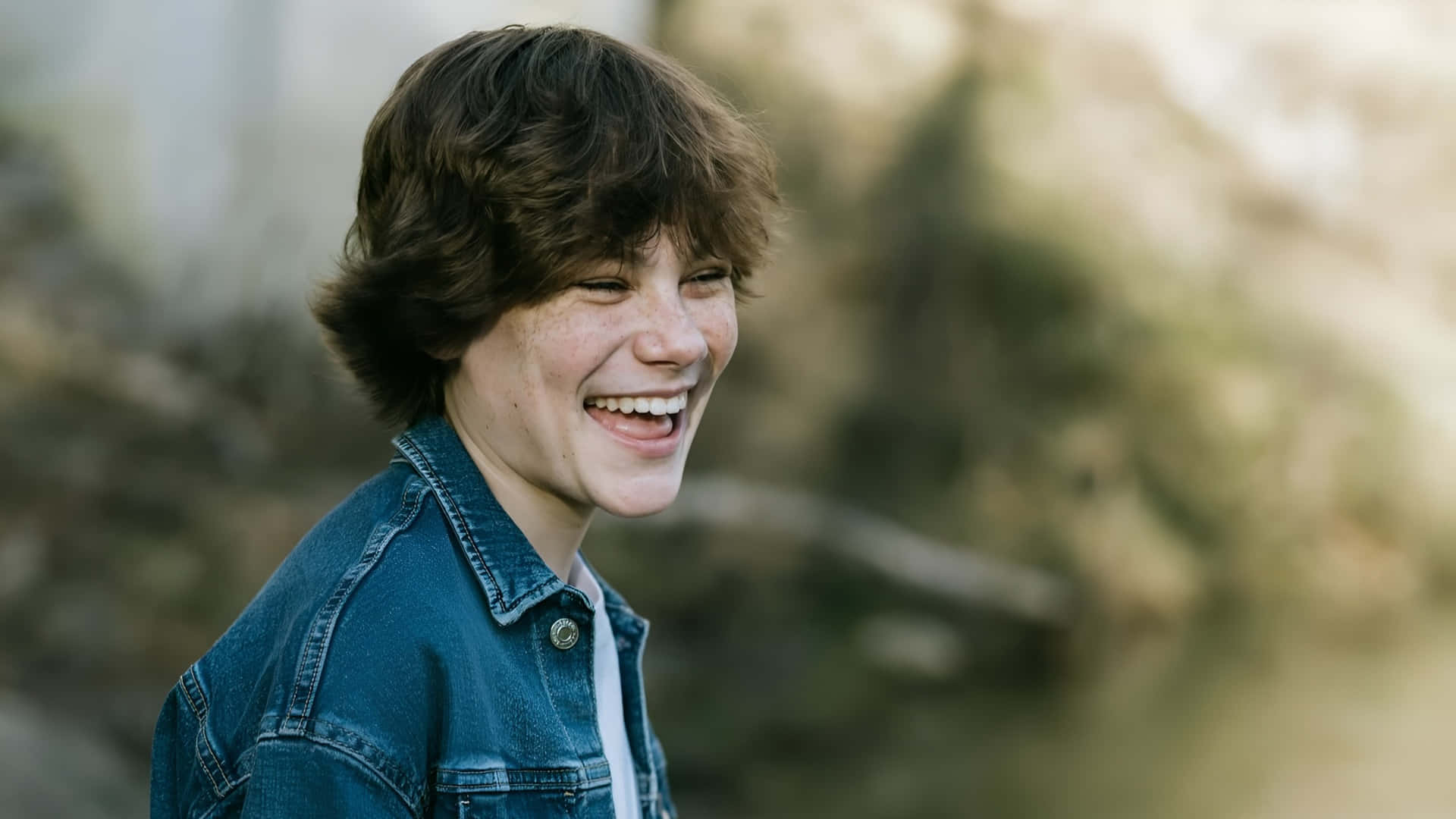 Maddox Batson, denim jacket, freckles, Full HD Desktop Wallpaper
