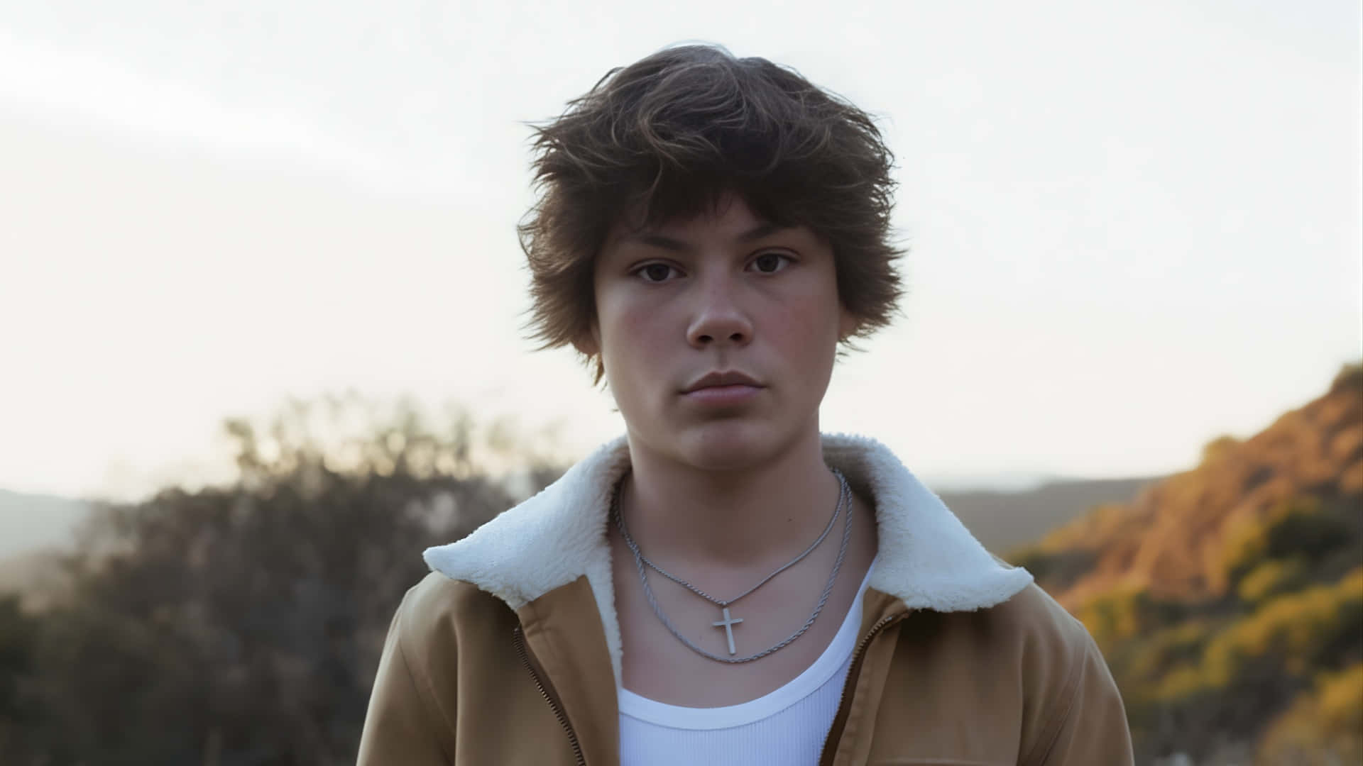 Maddox Batson, tan jacket, white fur collar, Full HD Desktop Wallpaper
