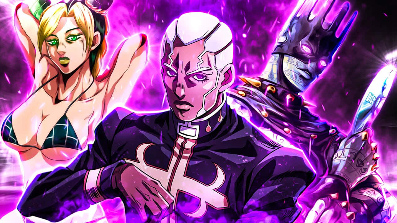 Made In Heaven, anime characters, vibrant purple energy, HD Desktop Wallpaper