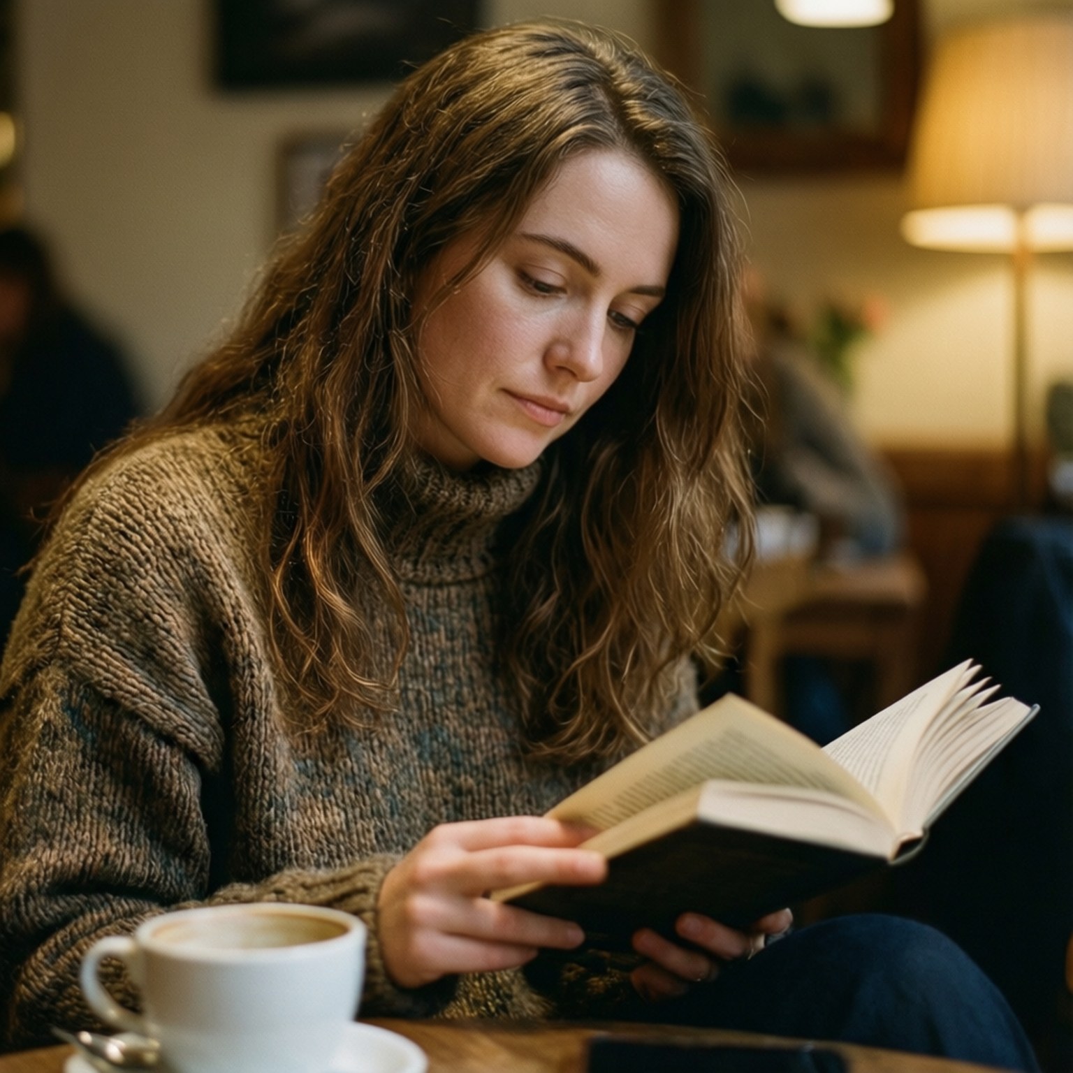 Madeleine Arthur, cozy reader, reading a book, HD Desktop Wallpaper