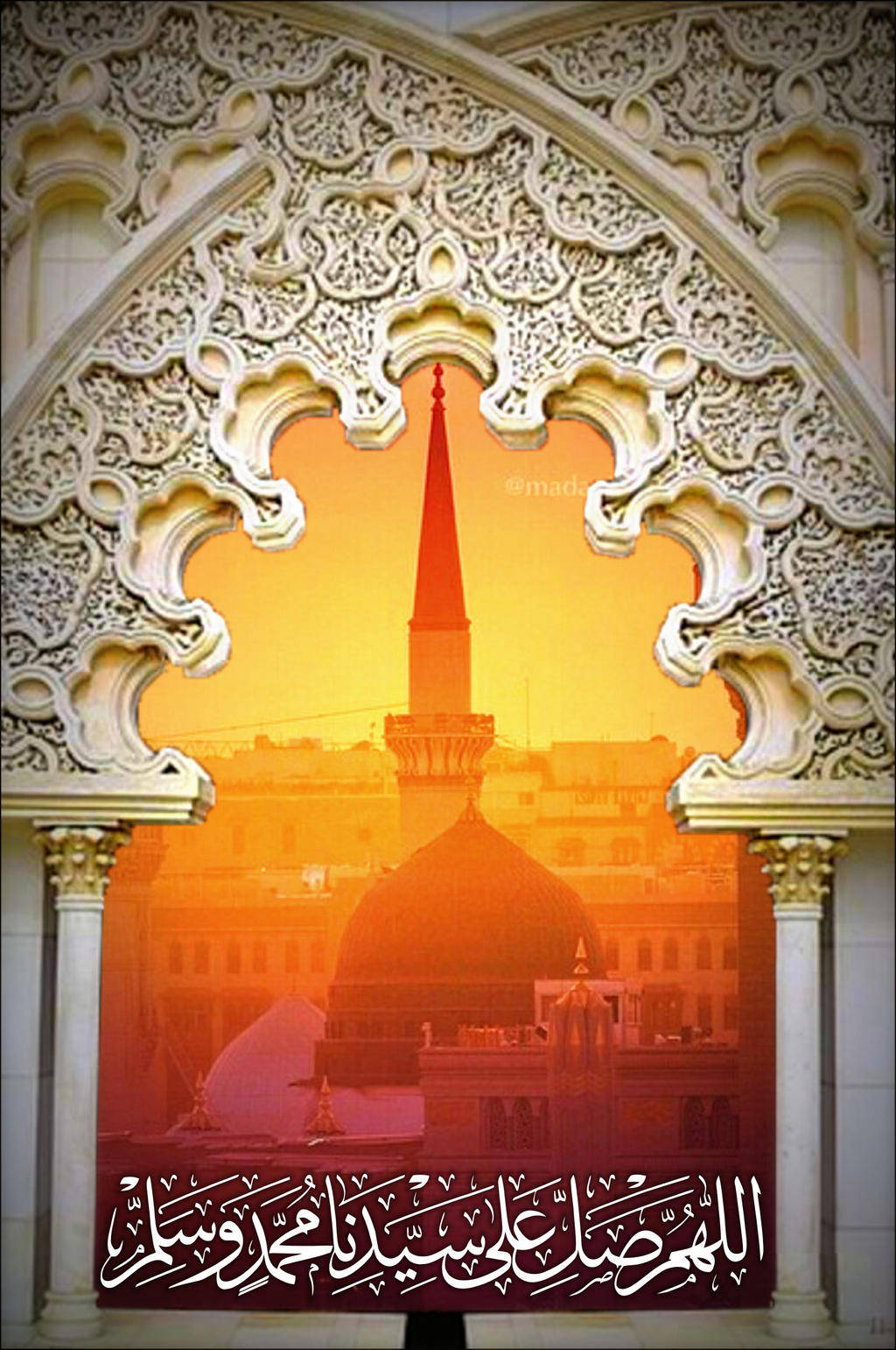Madina Sharif, golden sunset, mosque, HD Phone Wallpaper