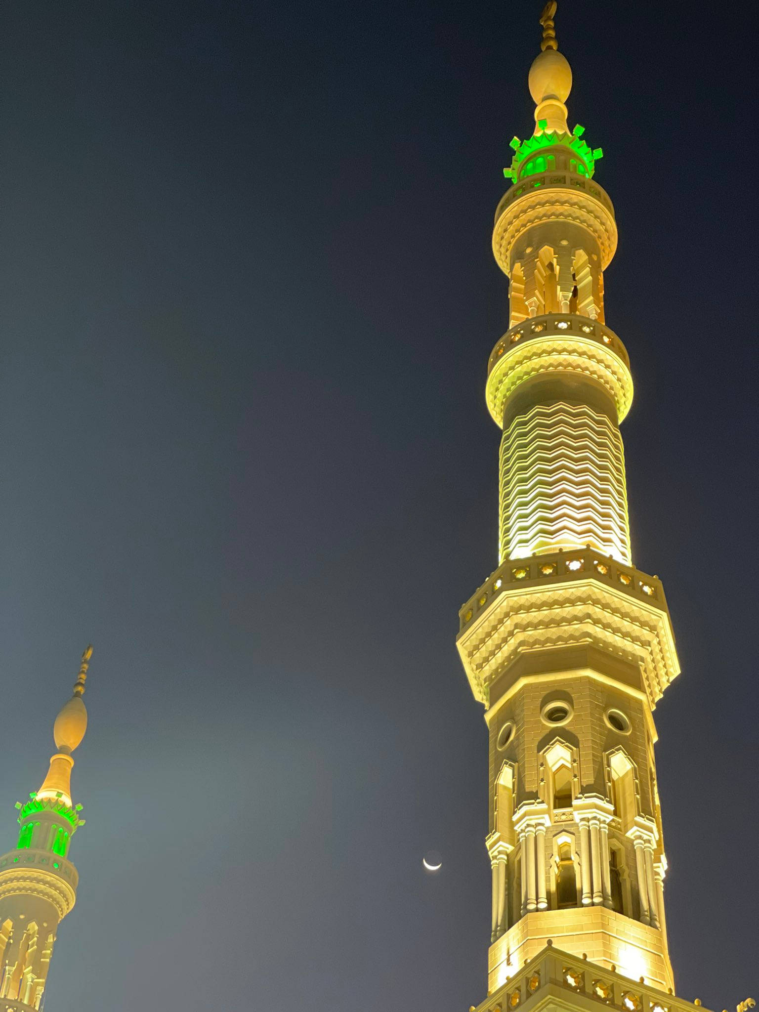 Madina Sharif, minarets, night, Full HD Phone Wallpaper