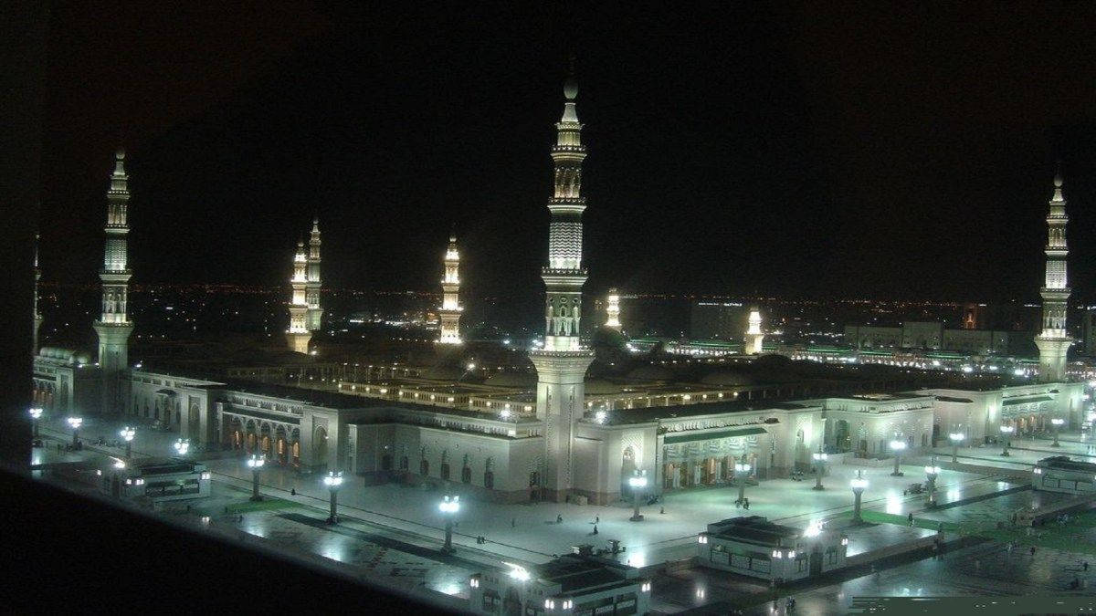 Madina Sharif, night, mosque, SD Desktop Wallpaper