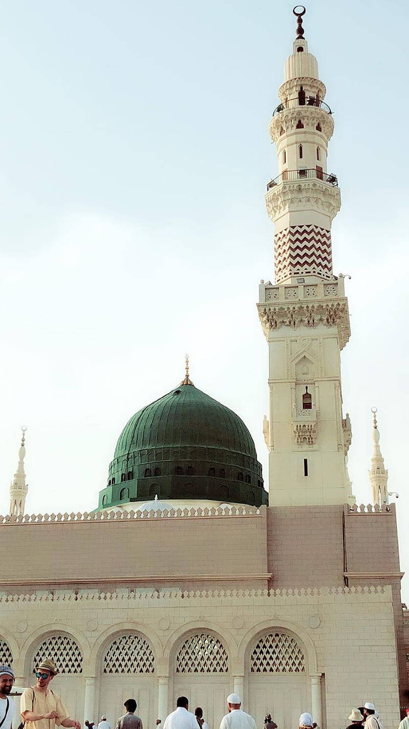 Madina Sharif, green dome, tall minaret, HD Phone Wallpaper
