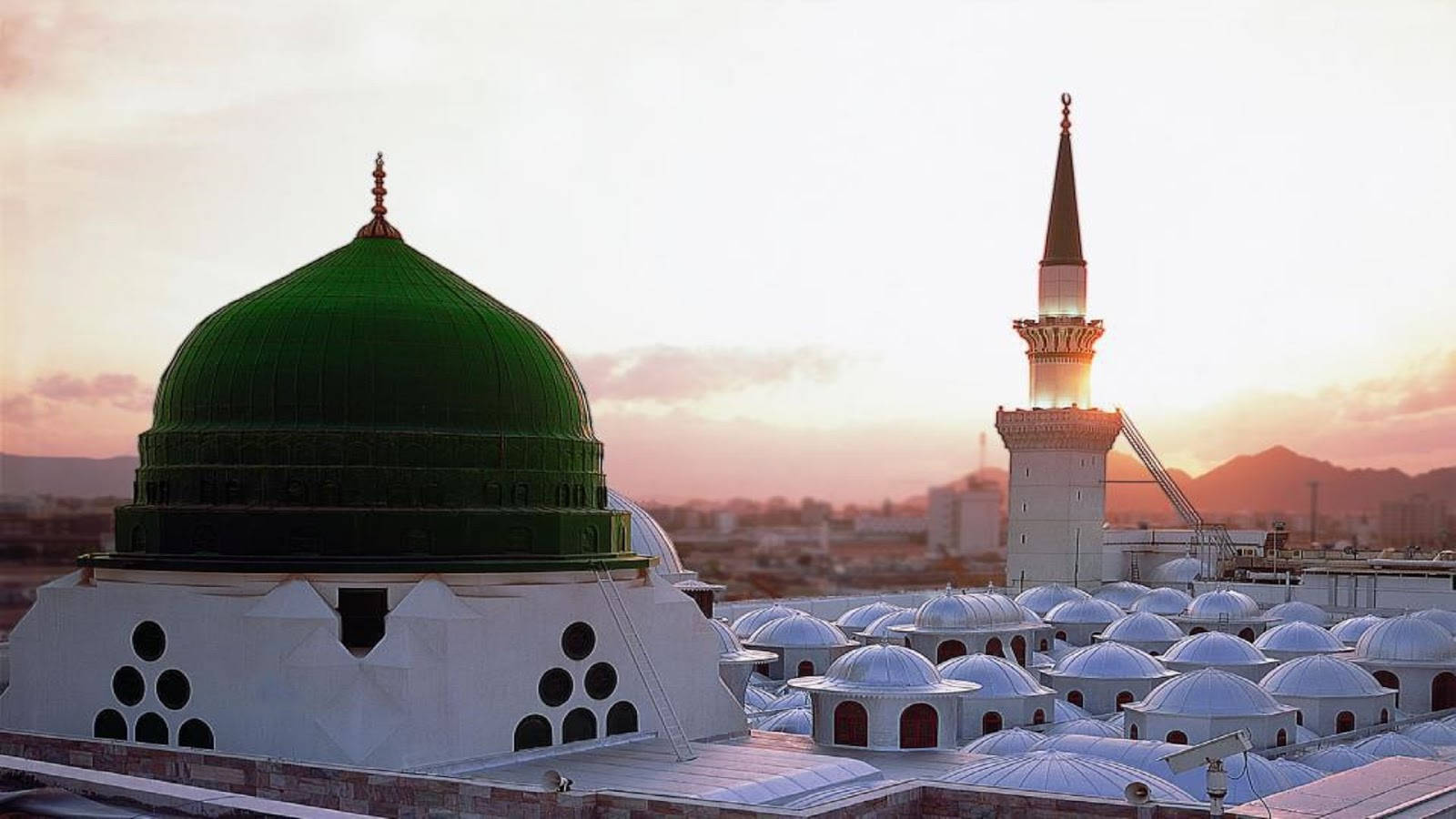 Madina Sharif, green dome, tall minaret, HD Desktop Wallpaper
