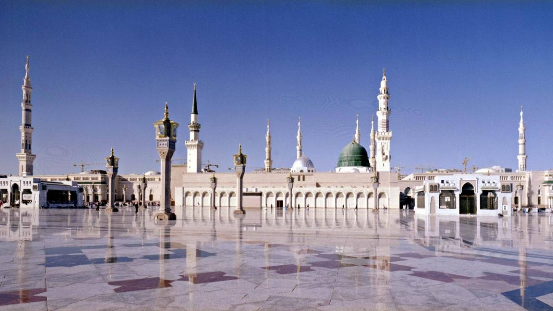 Madina Sharif, green dome, minarets, Full HD Desktop Wallpaper