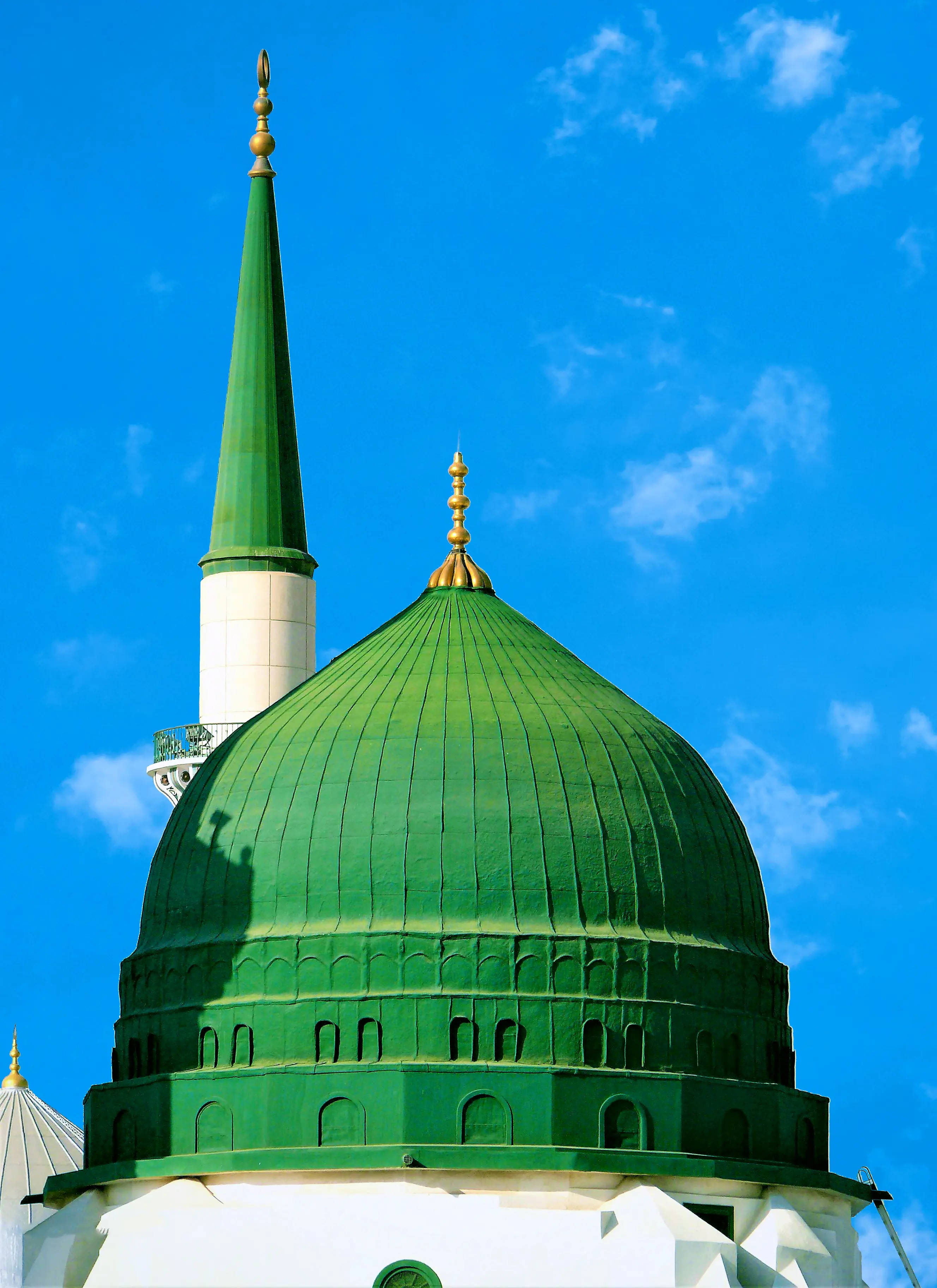 Madina Sharif, minaret, green domed mosque, 2K Phone Wallpaper