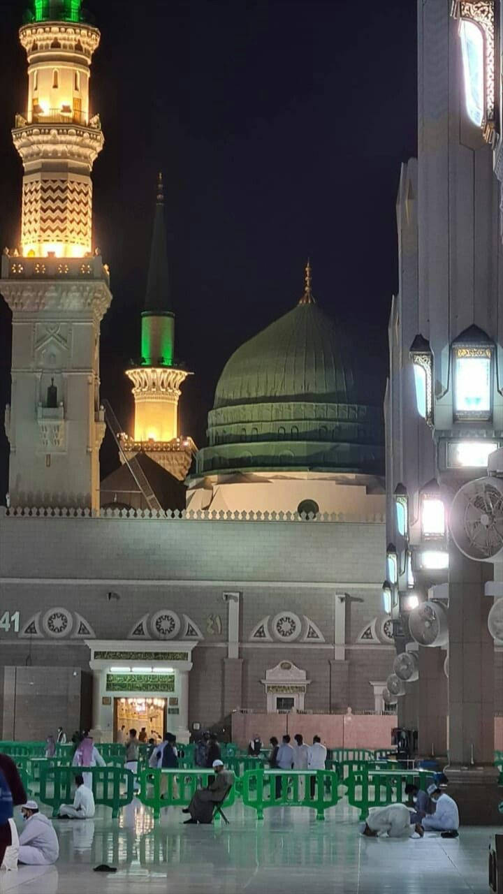 Madina Sharif, green domes, minarets, HD Phone Wallpaper