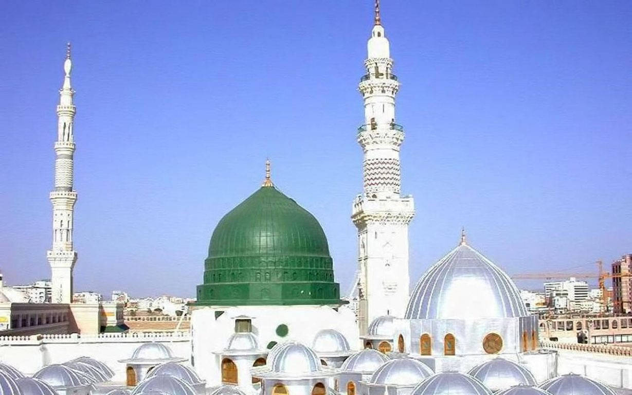 Madina, green dome, white minarets, SD Desktop Wallpaper