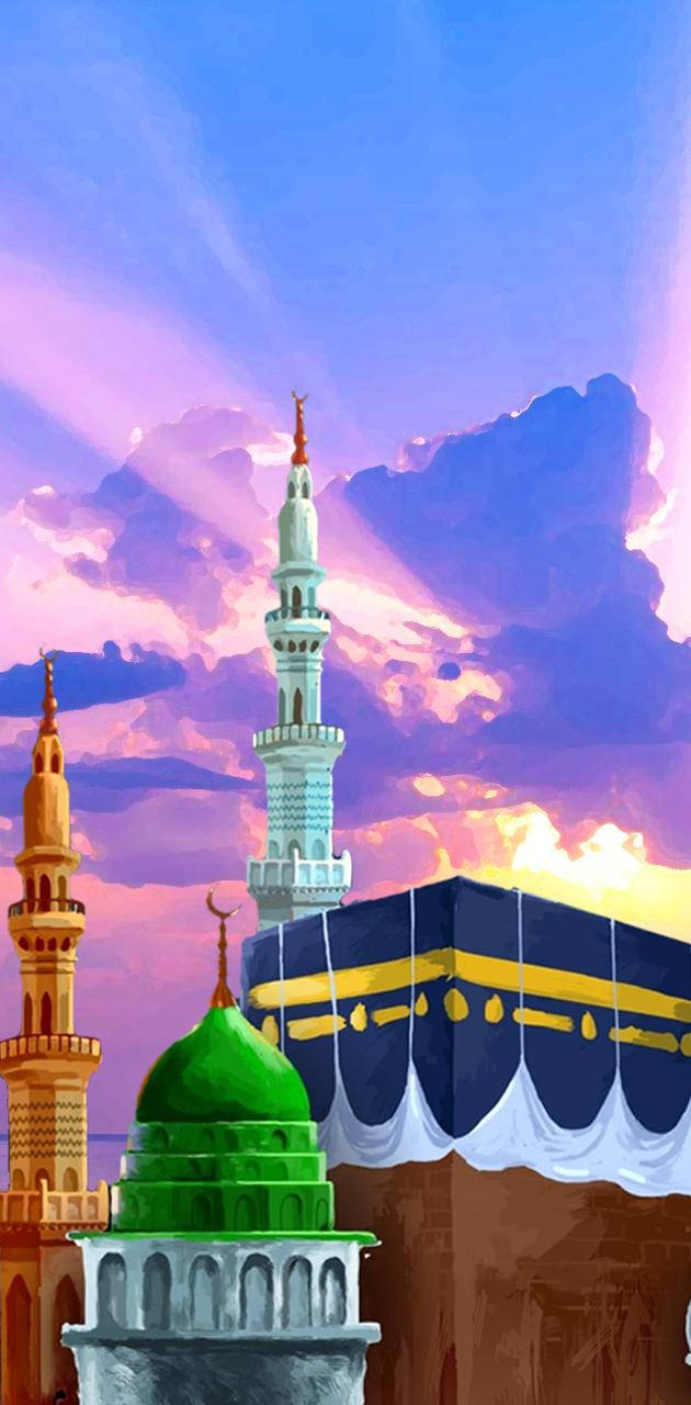 Madina, minarets, green dome, HD Phone Wallpaper