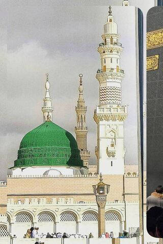 Madina, green dome, white minarets, SD Phone Wallpaper
