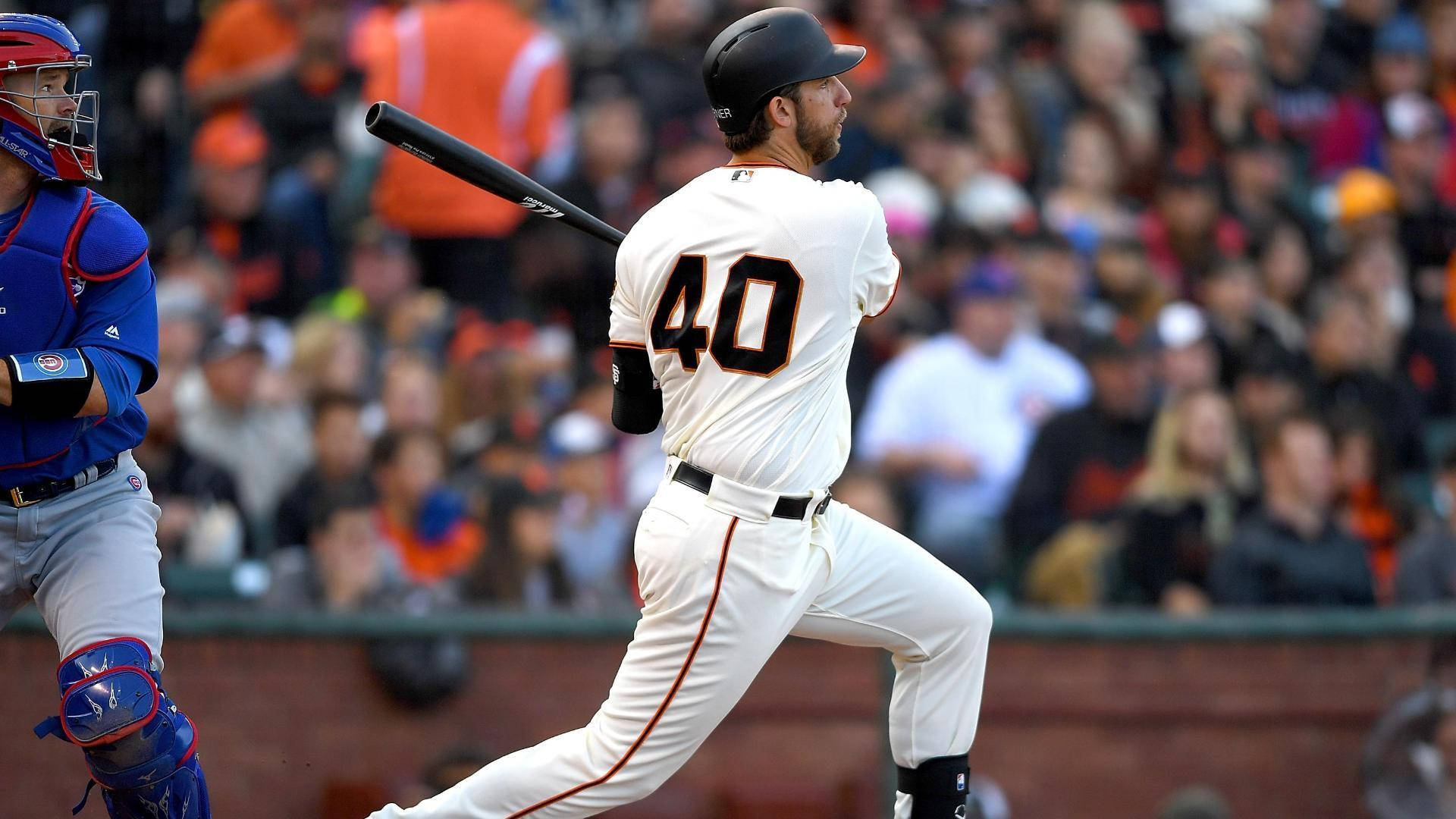 Madison Bumgarner, number 40, white uniform, Full HD Desktop Wallpaper