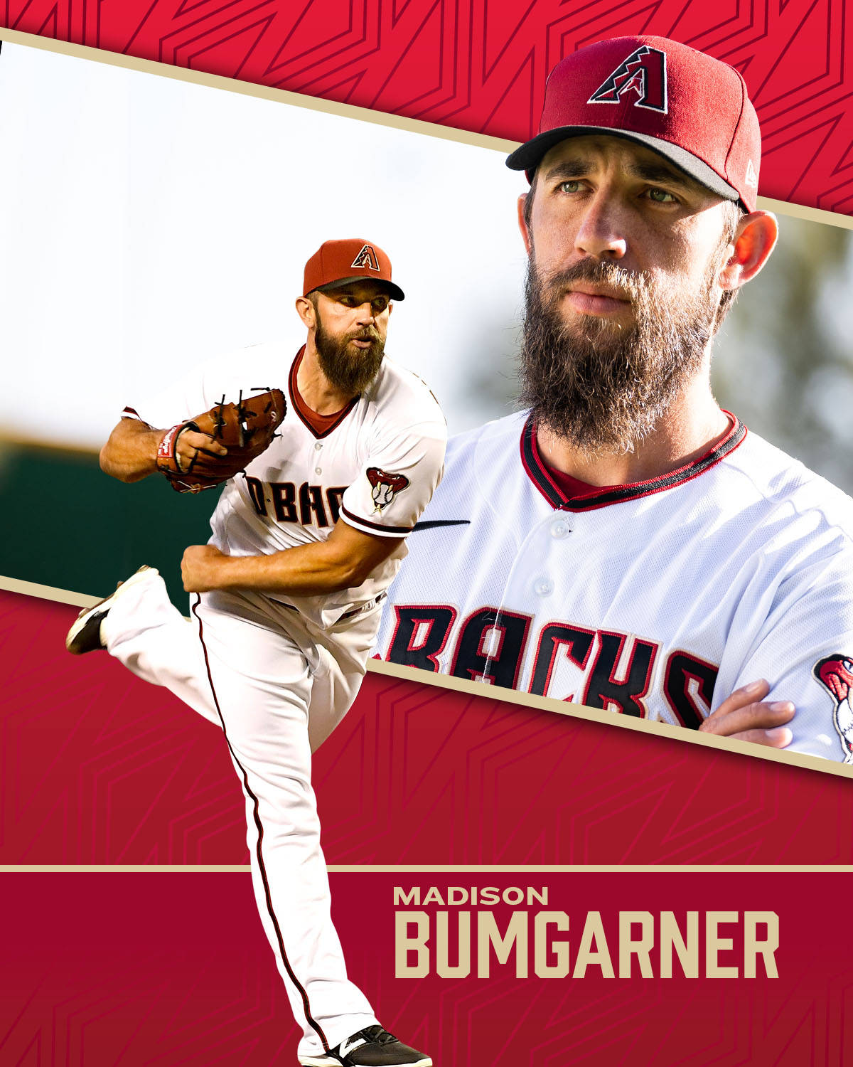 Madison Bumgarner, red background, geometric background, HD Phone Wallpaper