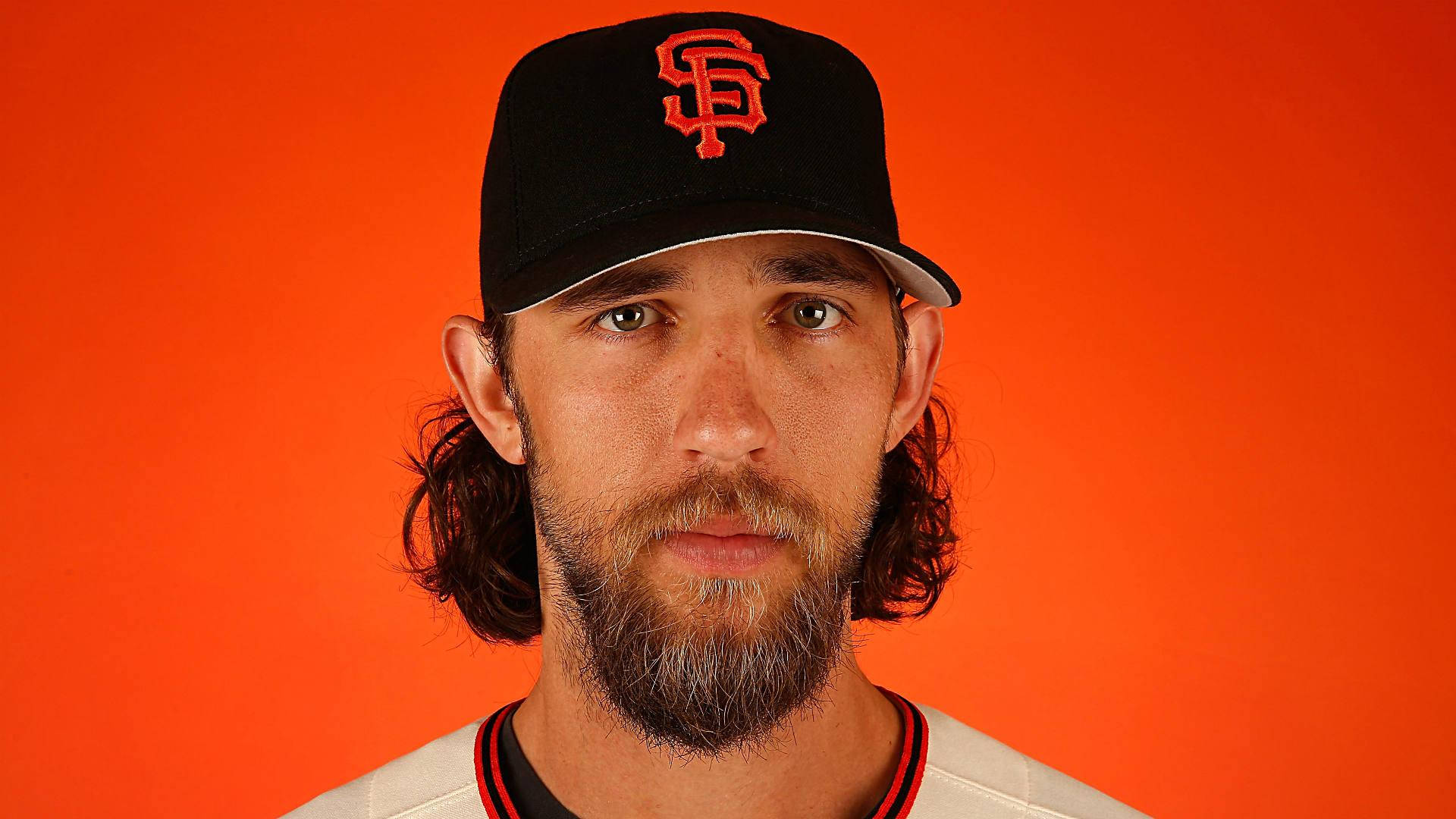 Madison Bumgarner, orange, black cap, Full HD Desktop Wallpaper