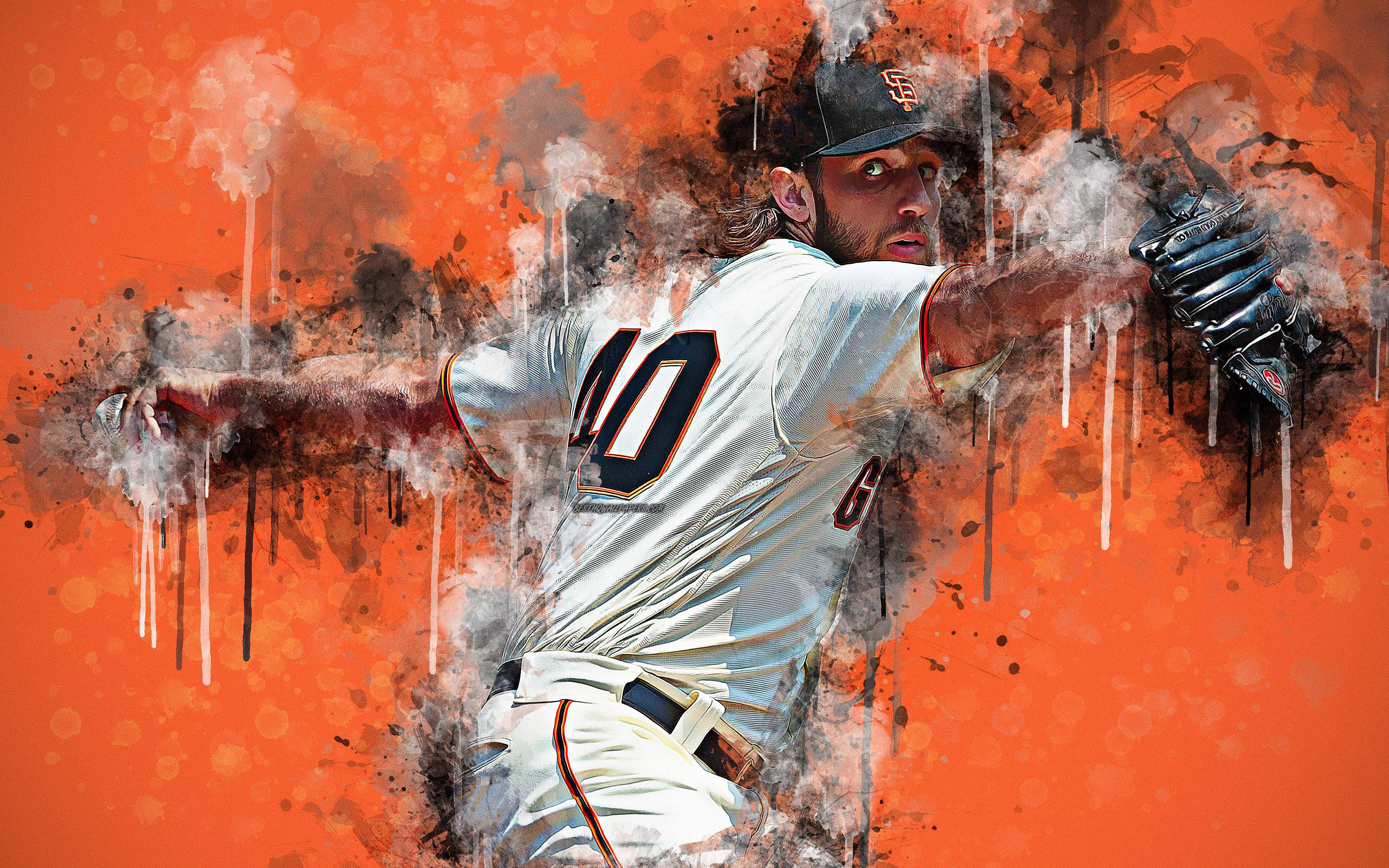 Madison Bumgarner, number 40, white uniform, 4K Desktop Wallpaper