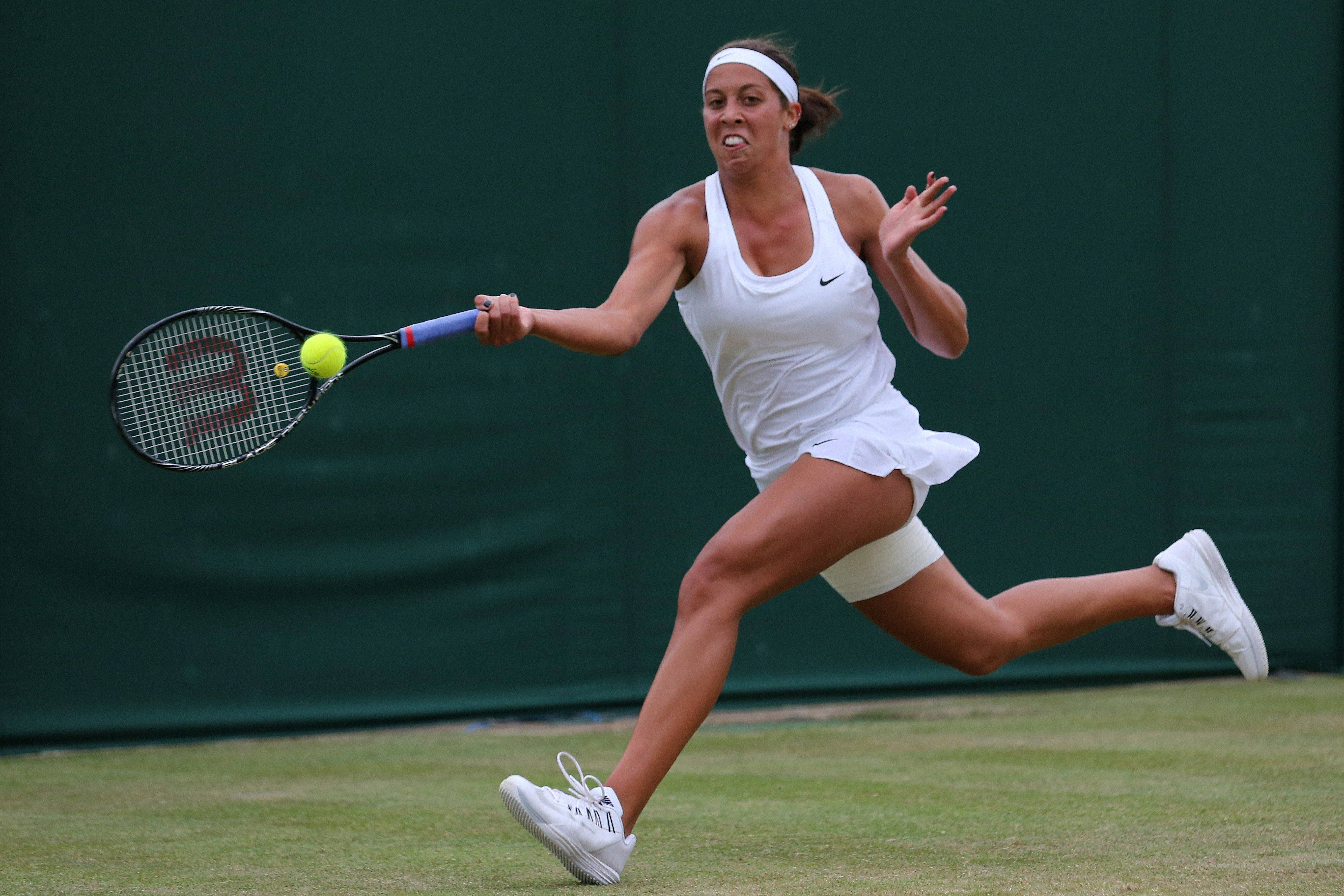 Madison Keys, white gear, grass court, 5K Desktop Wallpaper