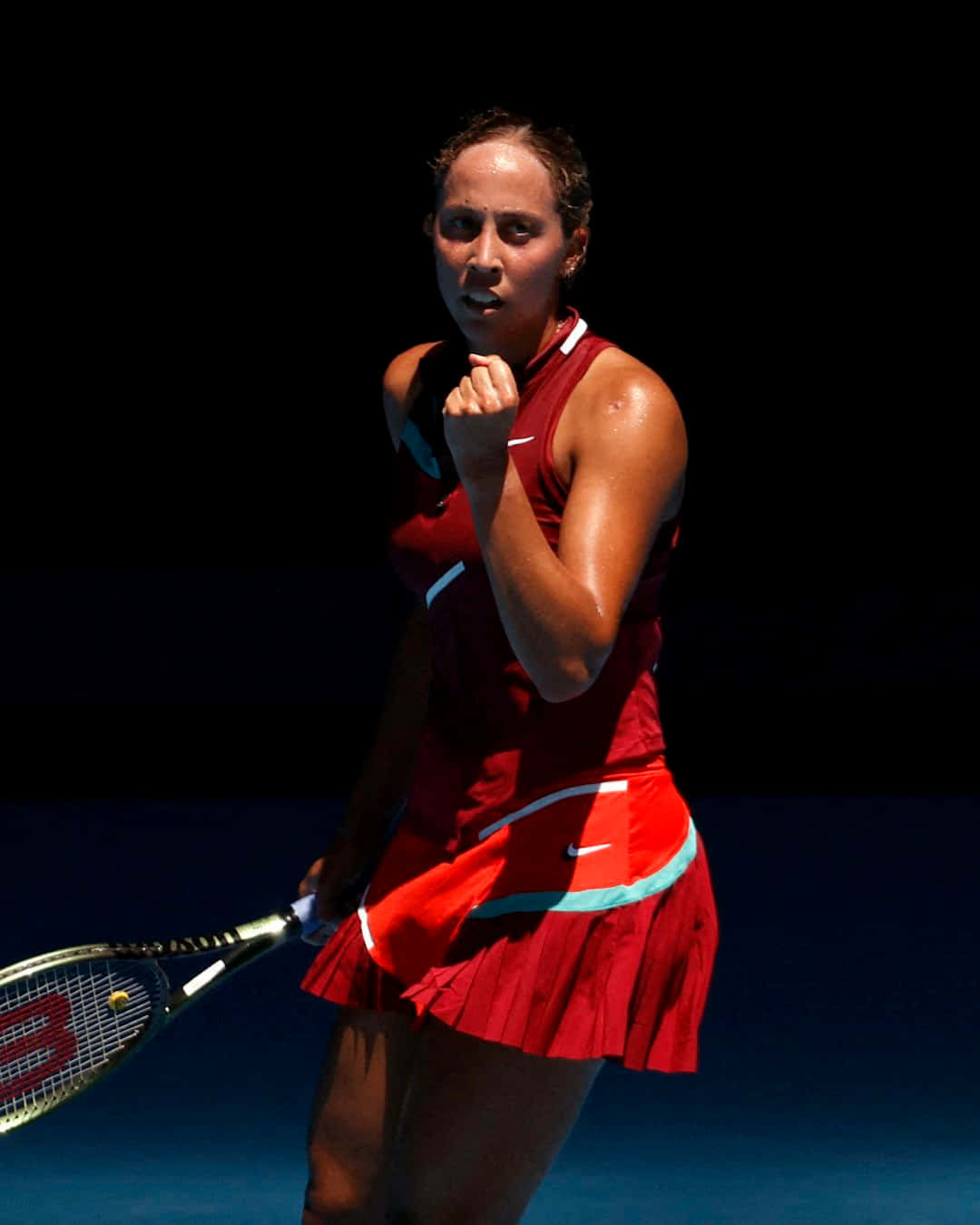 Madison Keys, red outfit, female tennis player, HD Phone Wallpaper