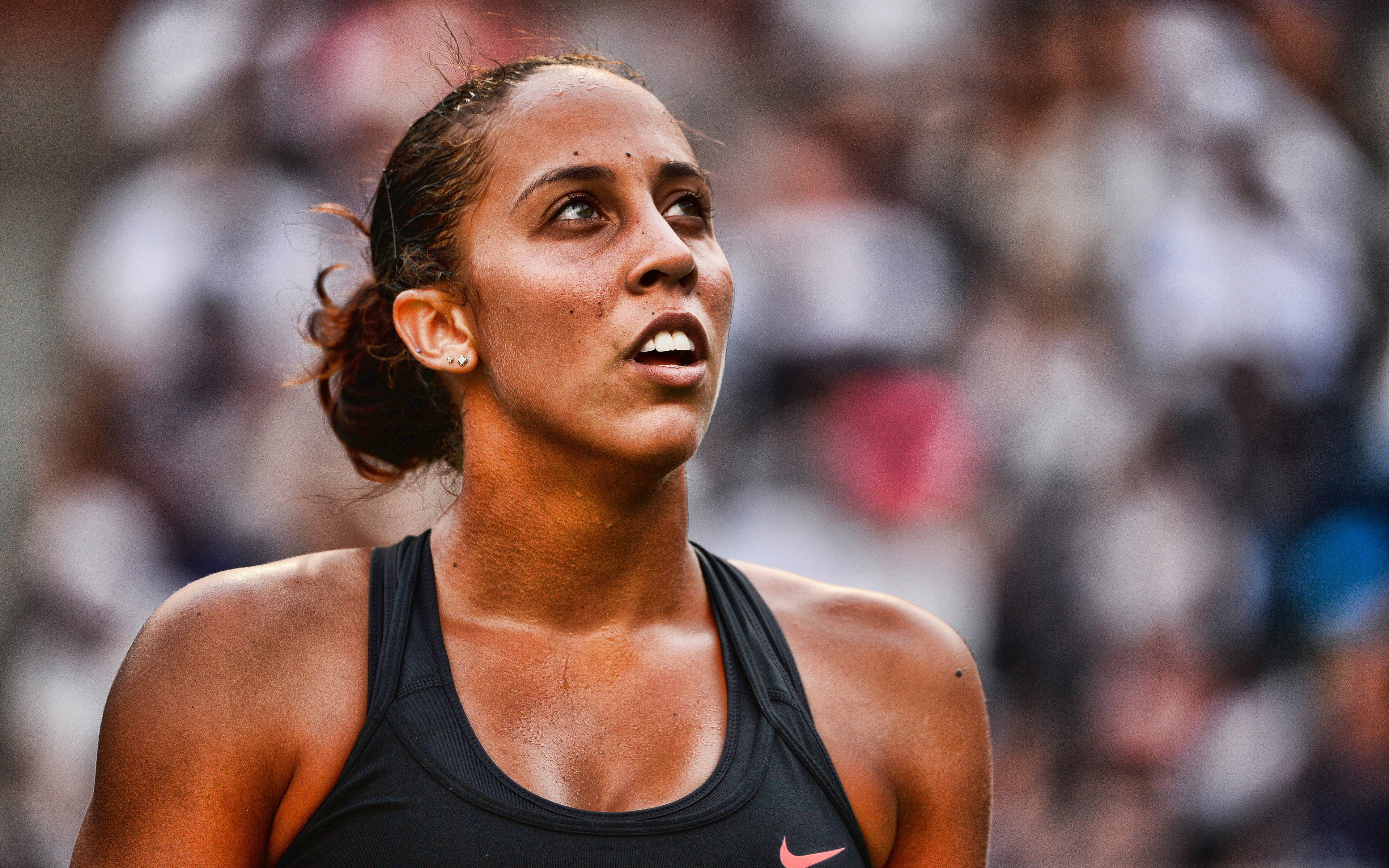 Madison Keys, black tank top, competitive event, 4K Desktop Wallpaper