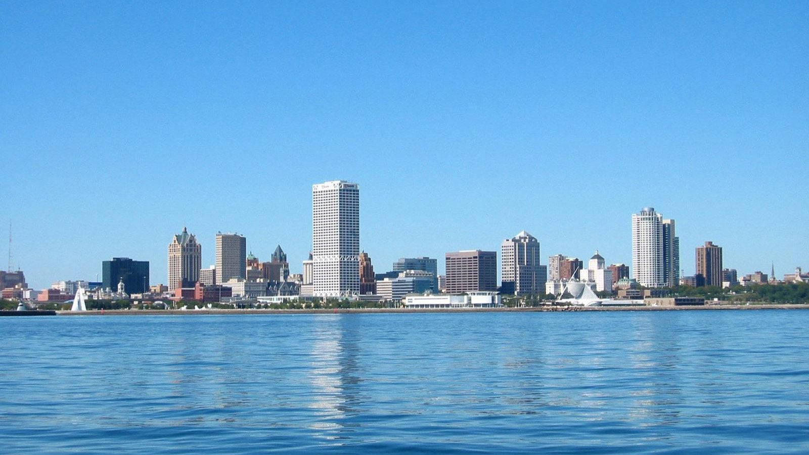 Madison, bright blue sky, modern city skyline, HD Desktop Wallpaper