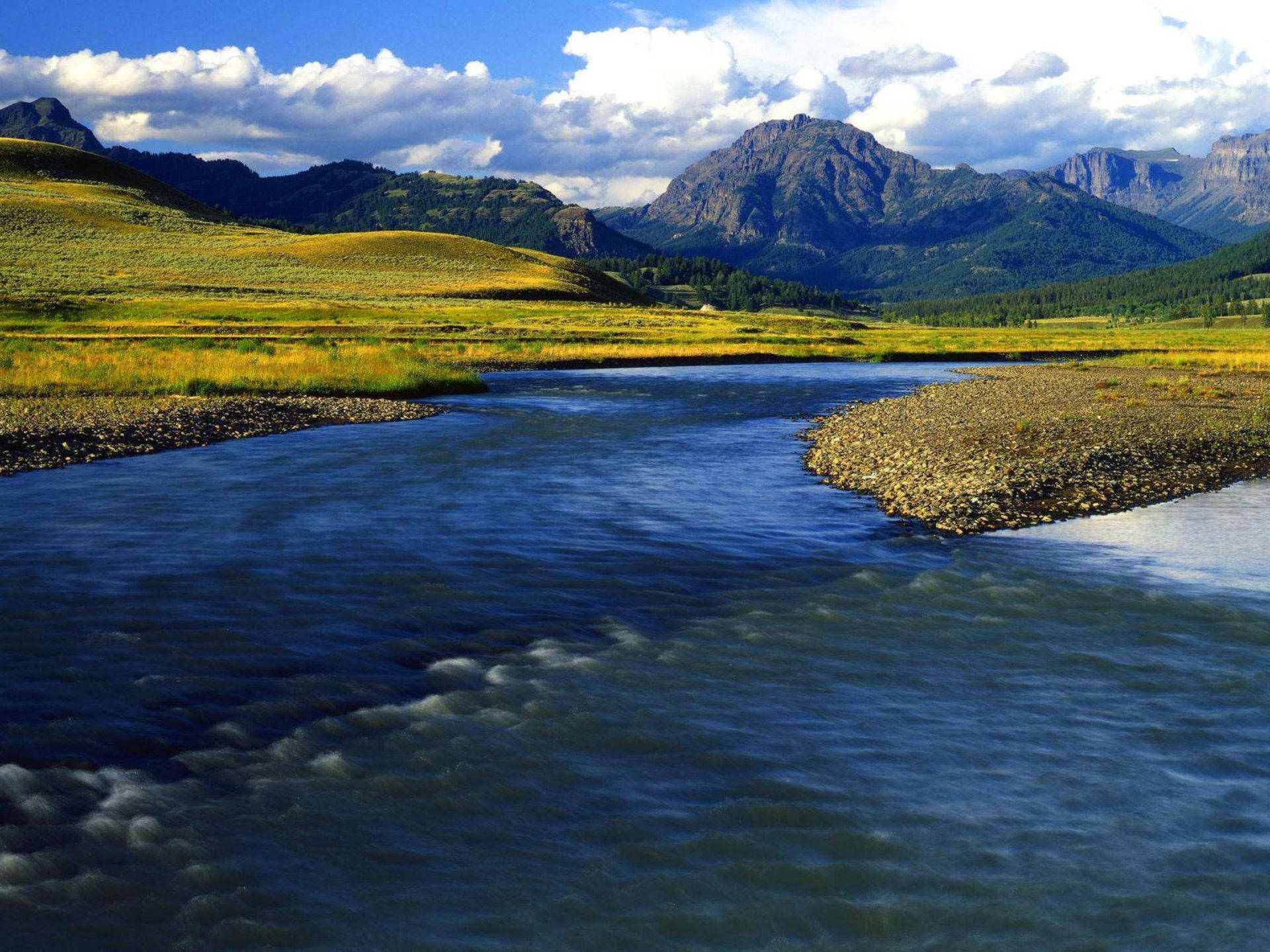 Madison, winding river, golden grasslands, Full HD Desktop Wallpaper
