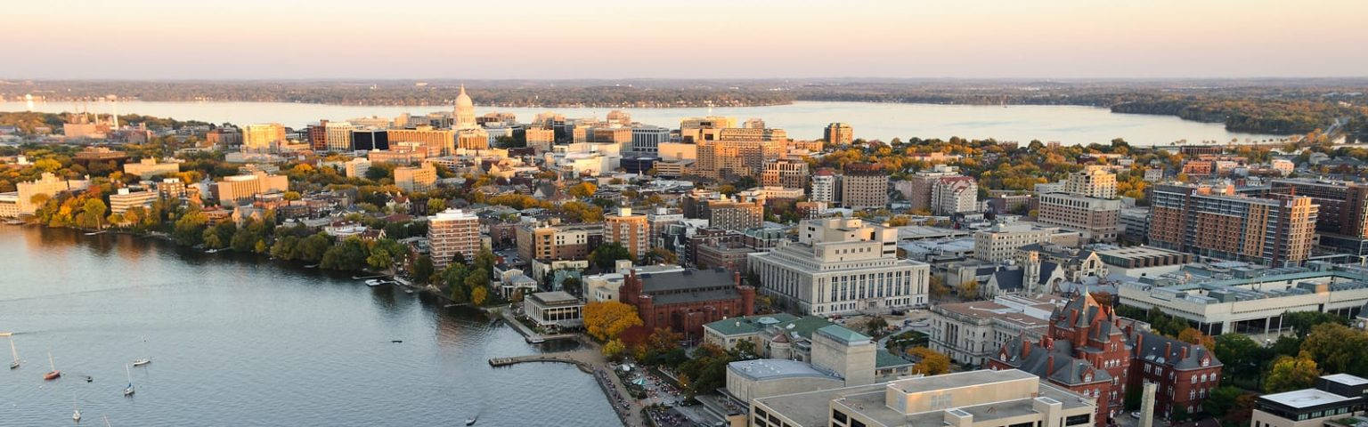 Madison, golden hour, autumn trees, HD Desktop Wallpaper