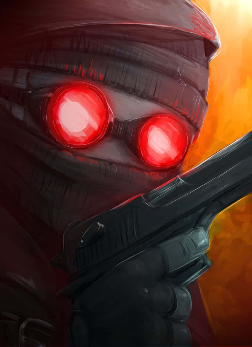 Madness Combat, masked figure, glowing red eyes, SD Phone Wallpaper