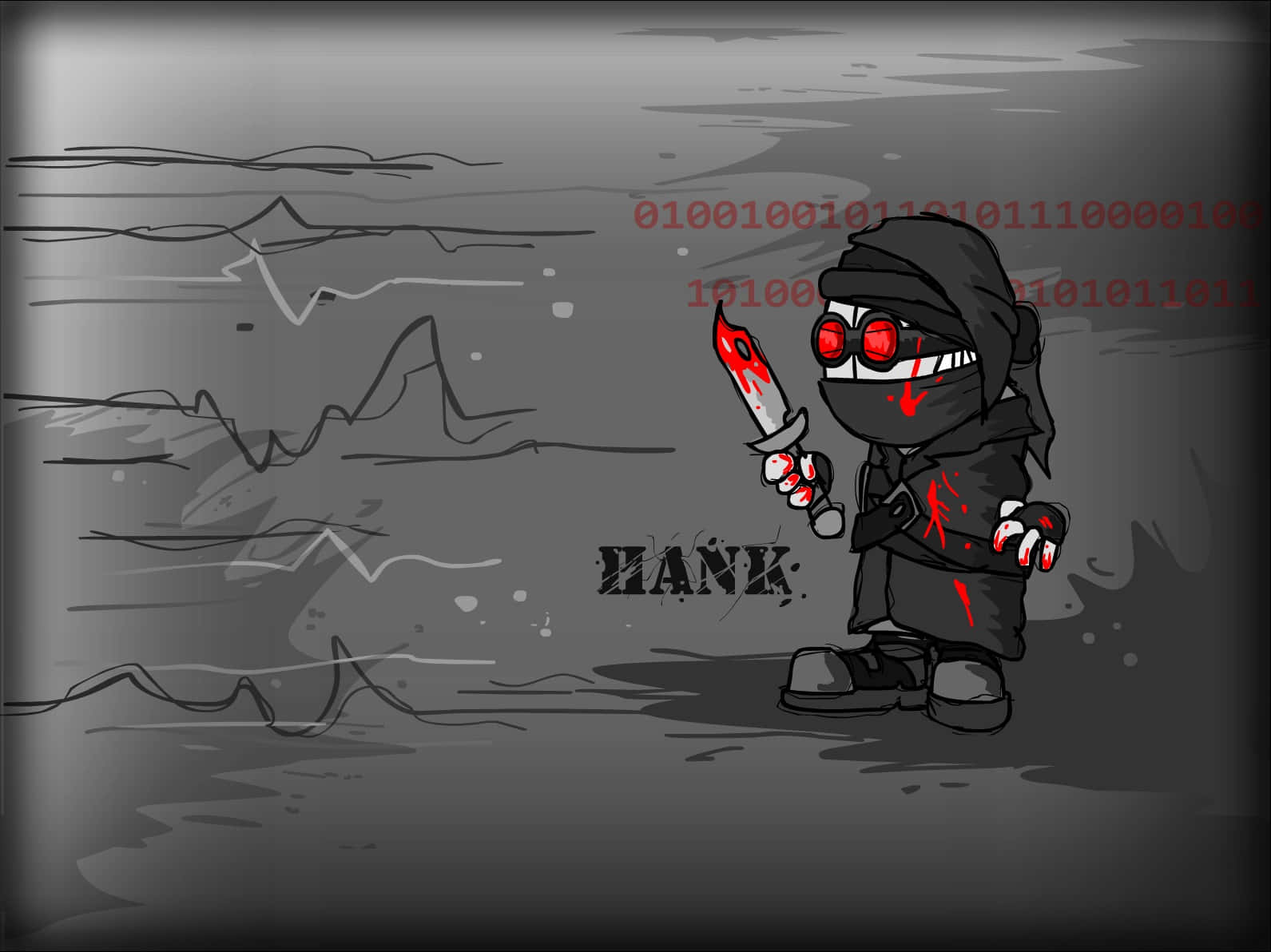 Madness Combat, cartoon ninja, red glowing eyes, HD Desktop Wallpaper