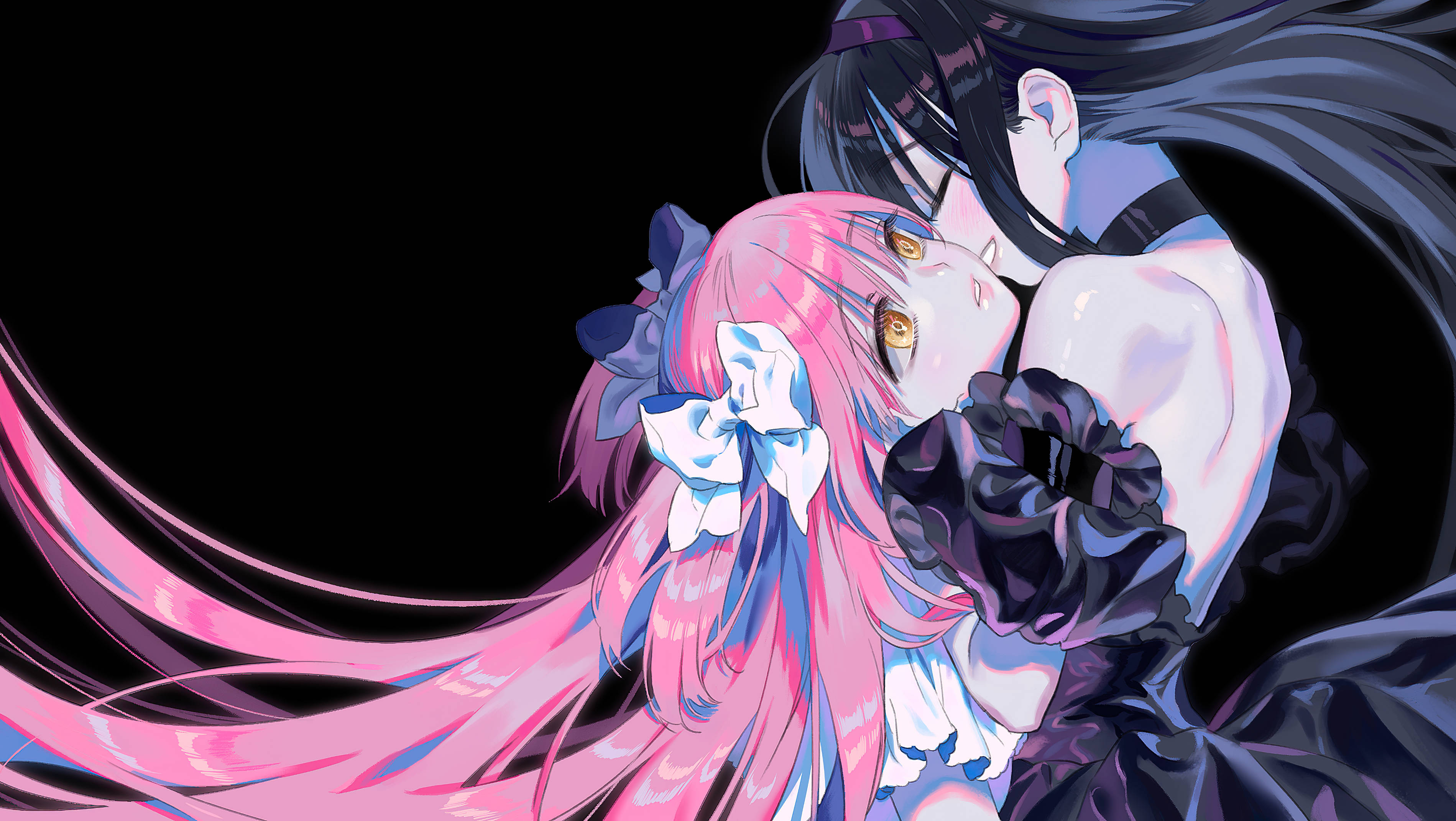 Madoka Magica, black enchantress, pink-haired, 2K Desktop Wallpaper
