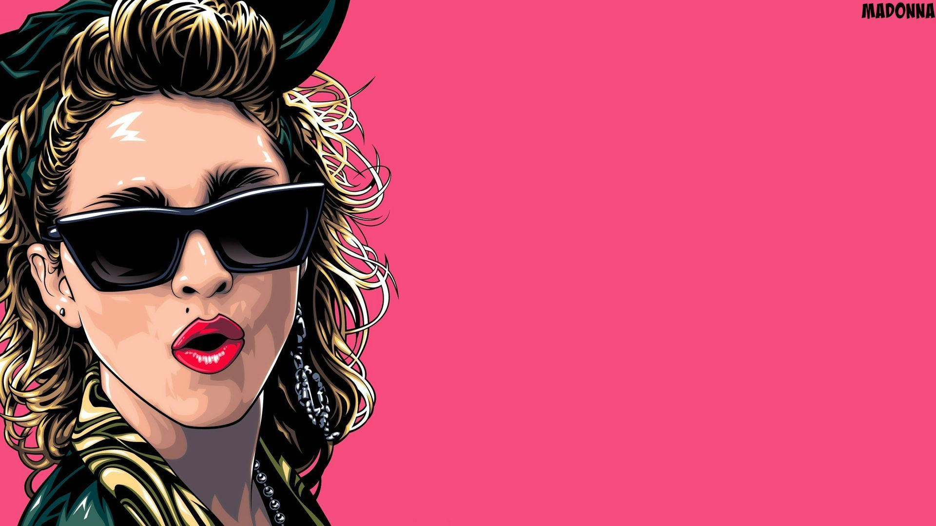 Madonna, Pink Pop Art, curly blonde hair, Full HD Desktop Wallpaper