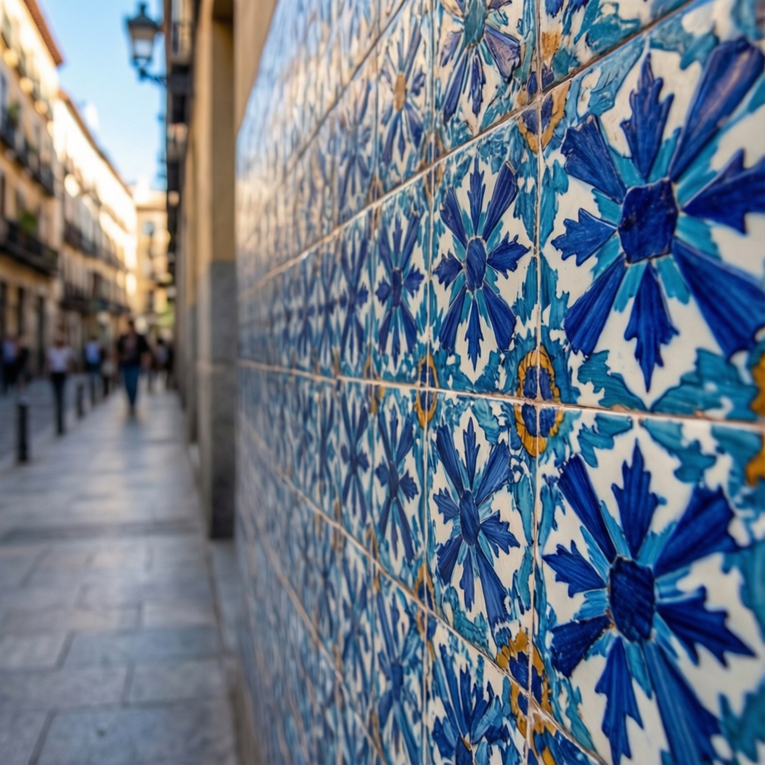 Madrid, azulejo, blue and white floral ceramic tiles, HD Desktop Wallpaper