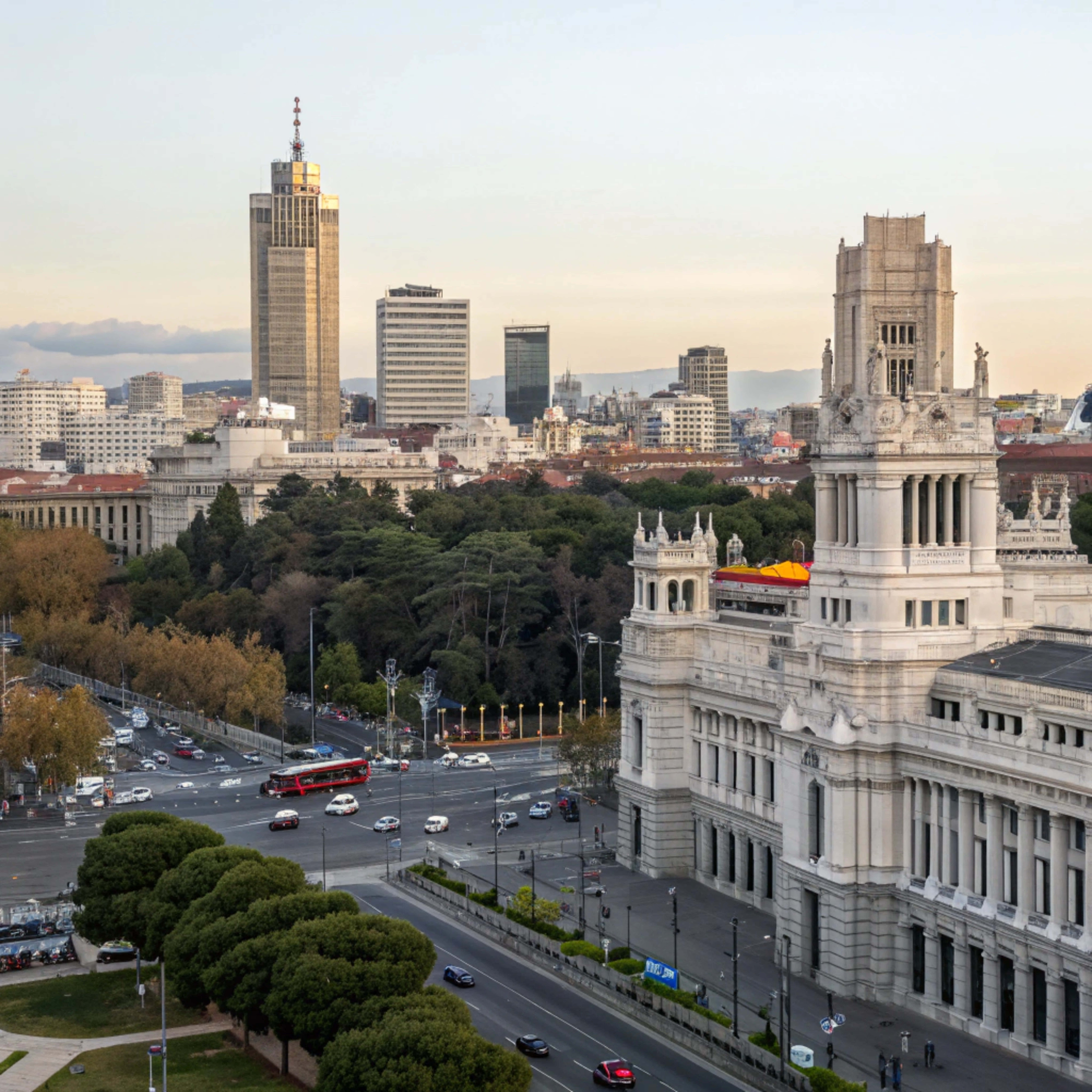 Madrid, Skyline Madrid, dusk, 8K Desktop Wallpaper