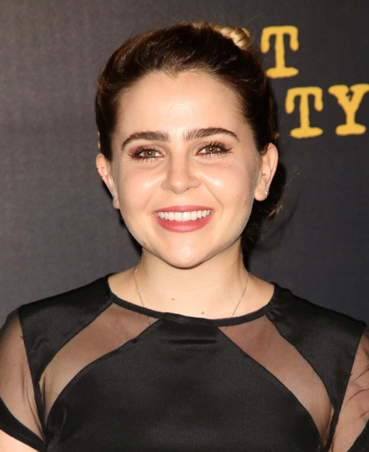 Mae Whitman, black sheer-sleeved dress, dark backdrop, HD Phone Wallpaper
