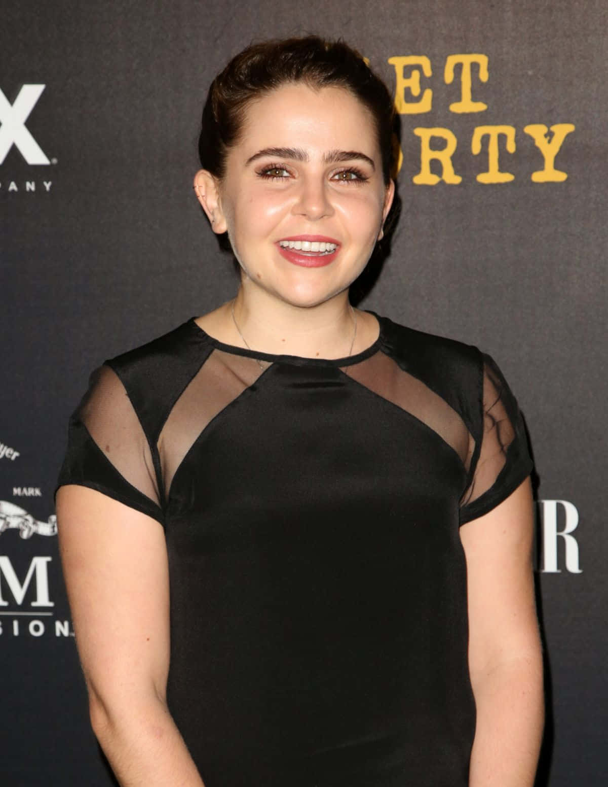 Mae Whitman, black sheer-sleeved dress, red carpet event, HD Phone Wallpaper