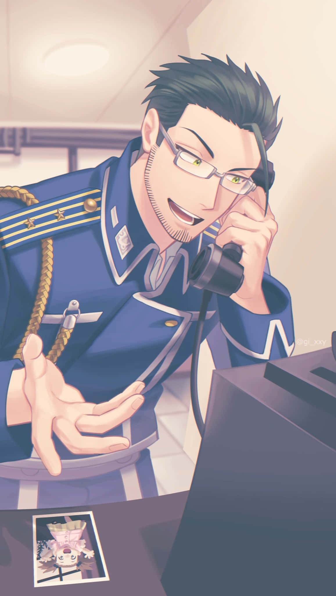 Maes Hughes, blue uniform, office, Full HD Phone Wallpaper