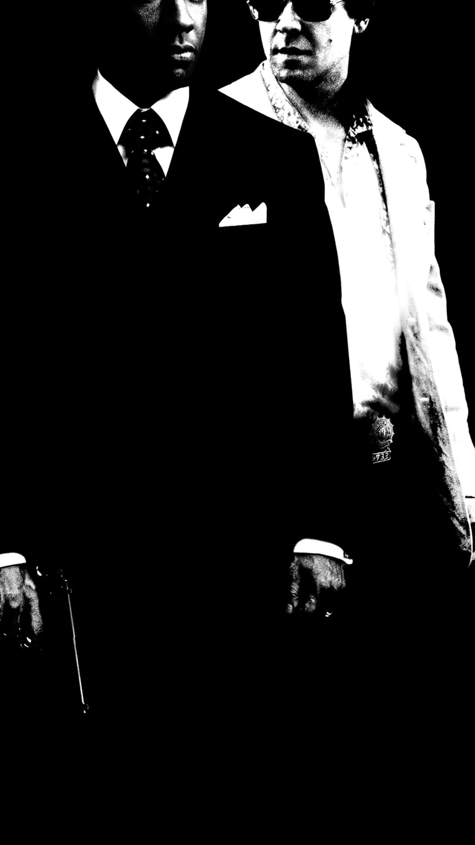 Mafia iPhone, black and white, men in suits, 2K Phone Wallpaper