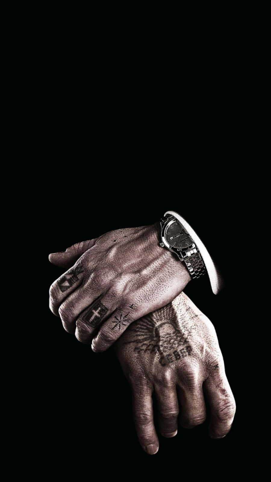 Mafia iPhone, tattooed hands, black background, HD Phone Wallpaper
