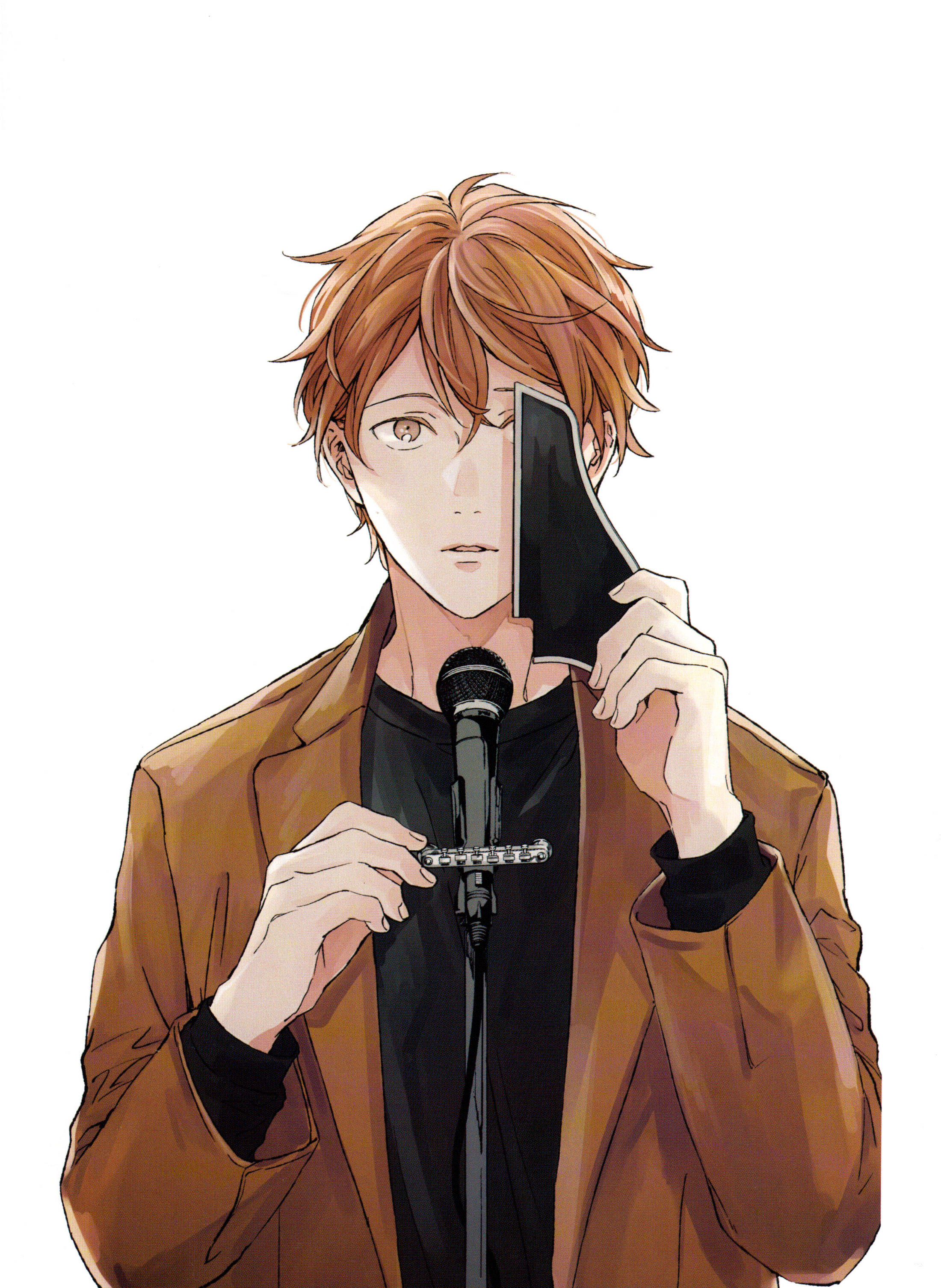 Mafuyu Sato, orange hair, black phone, 2K Phone Wallpaper