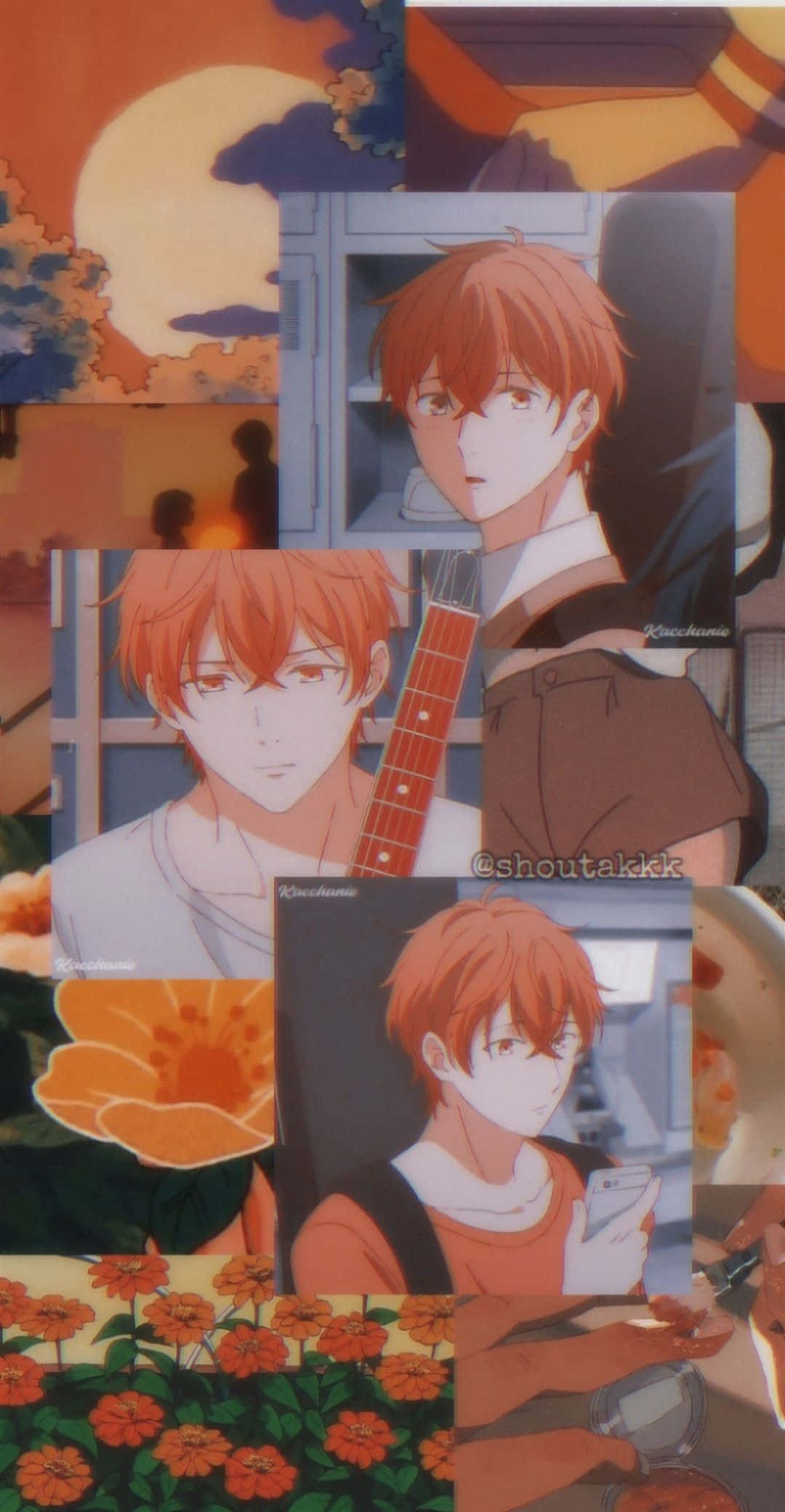 Mafuyu Sato, red-haired male character, warm sunset tones, Full HD Phone Wallpaper