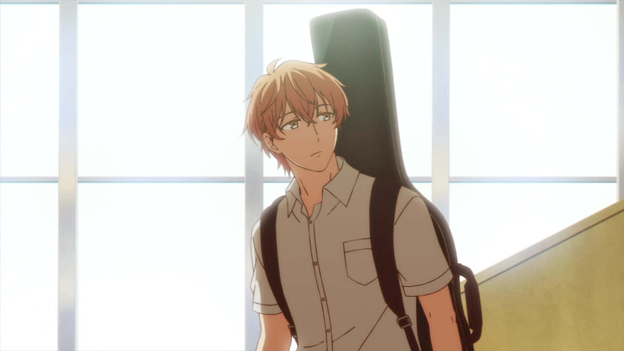 Mafuyu Sato, black guitar case, bright window, HD Desktop Wallpaper