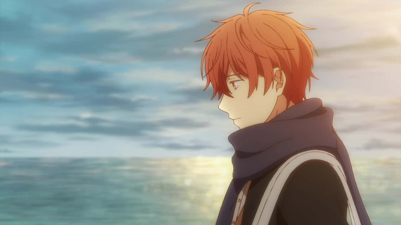 Mafuyu Sato, orange hair, ocean, HD Desktop Wallpaper