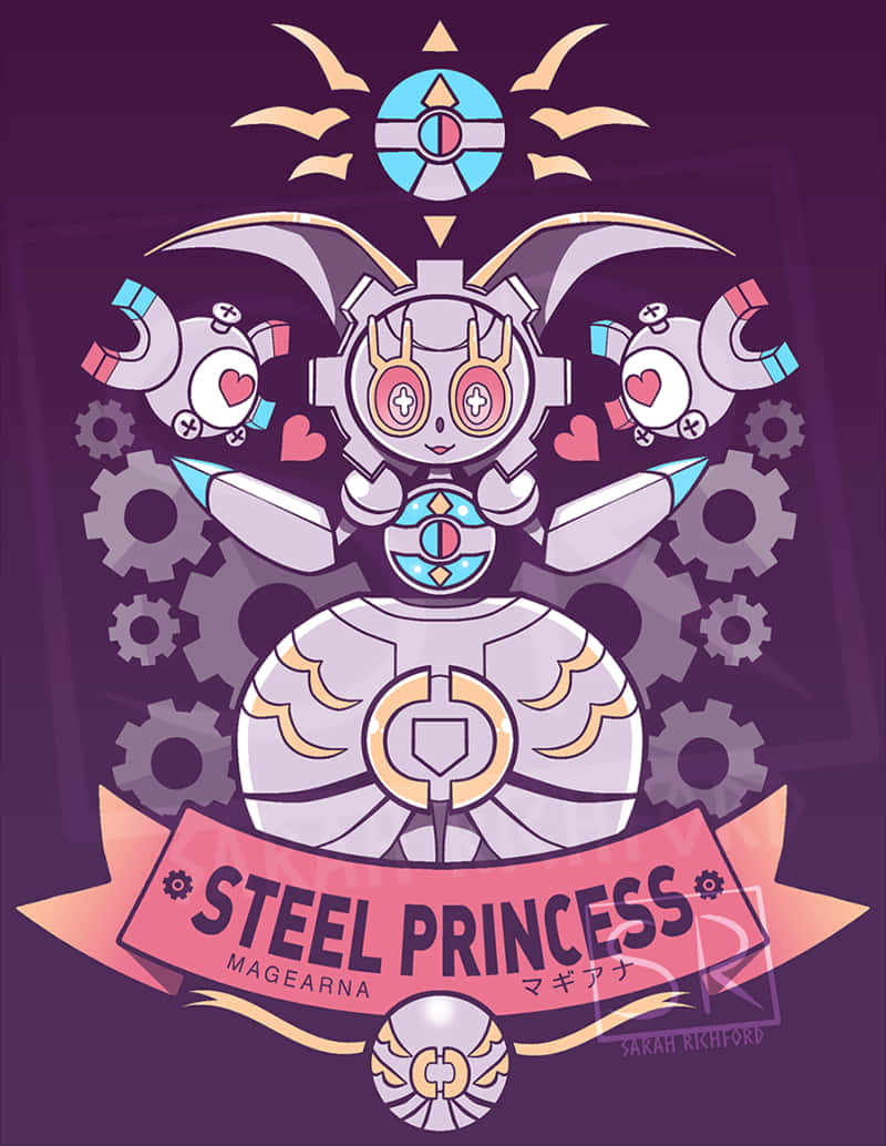 Magearna, steel robot princess, heart-eyed drones, SD Phone Wallpaper