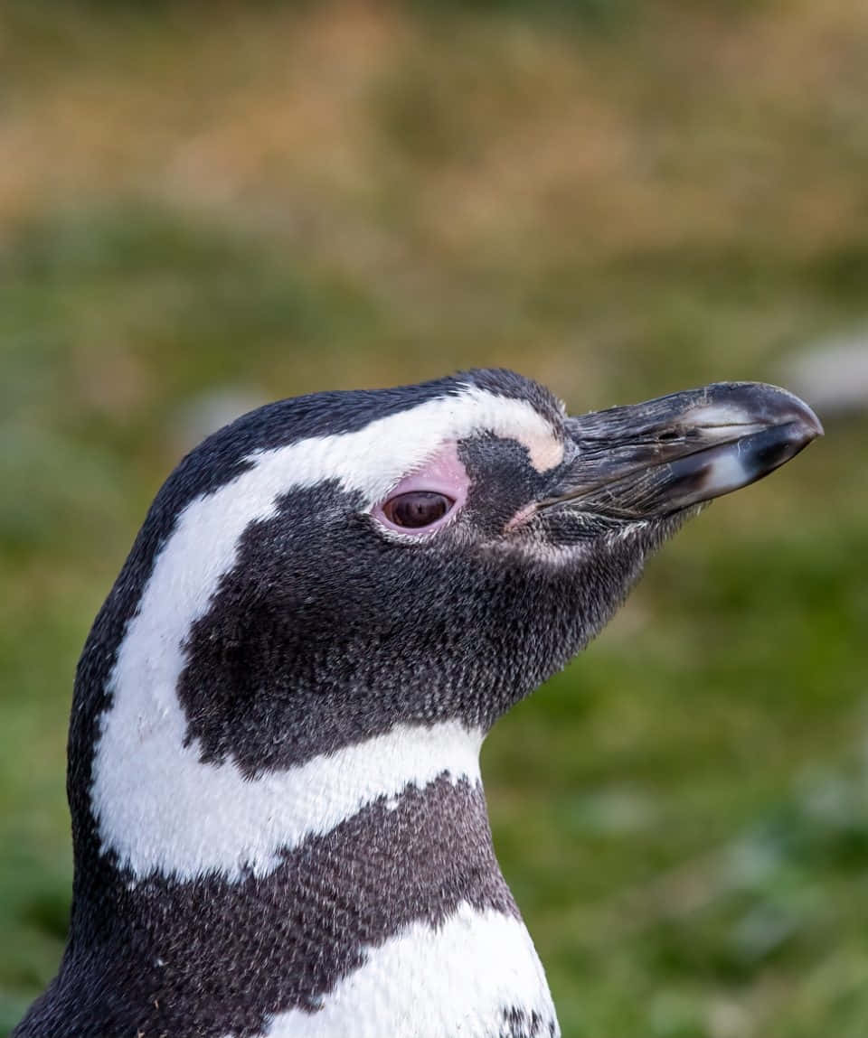 Magellanic Penguin, black and white feathers, pink eye patch, SD Phone Wallpaper
