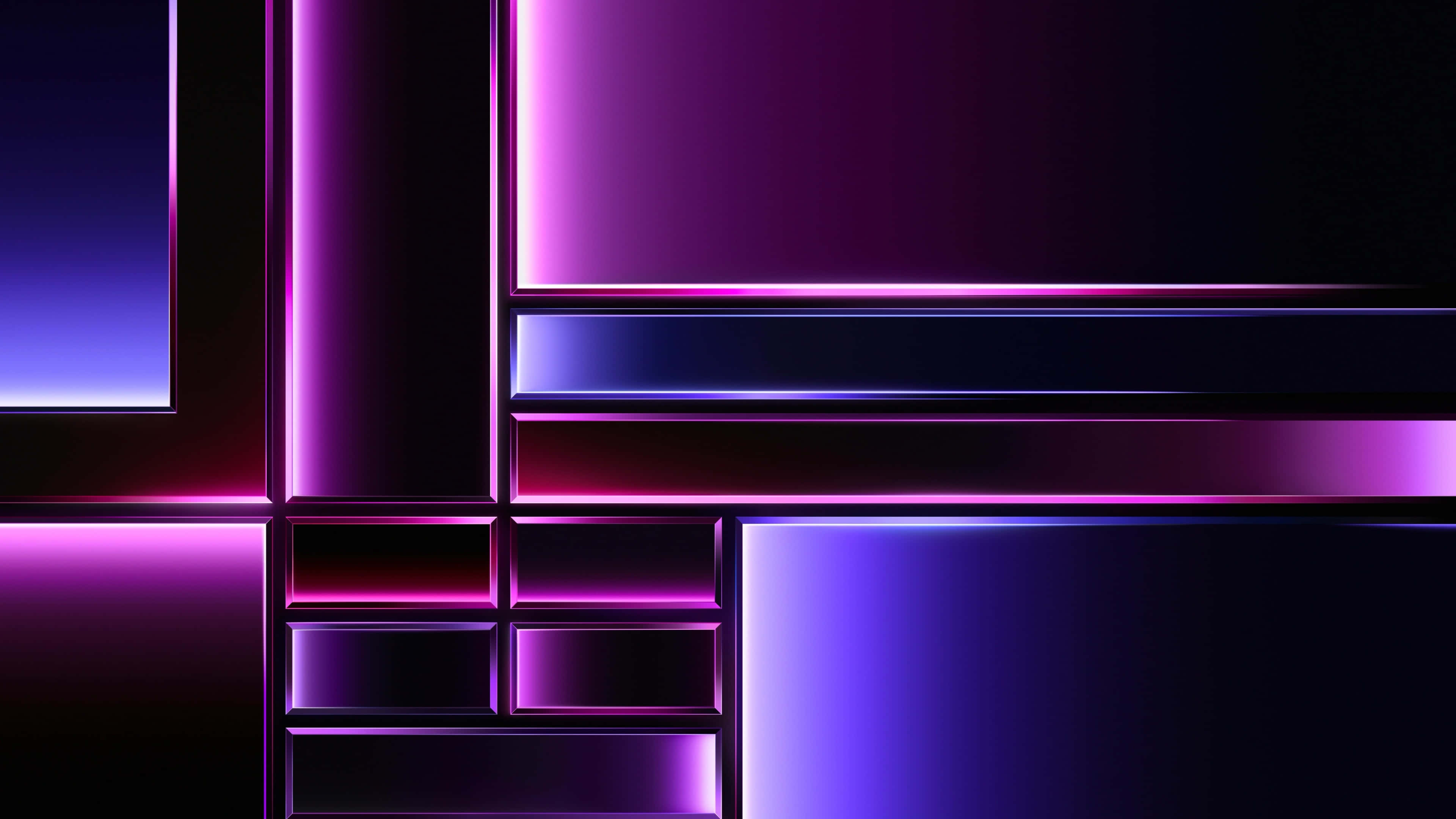 Magenta, geometric glow, glowing purple and blue neon lines, 4K Desktop Wallpaper