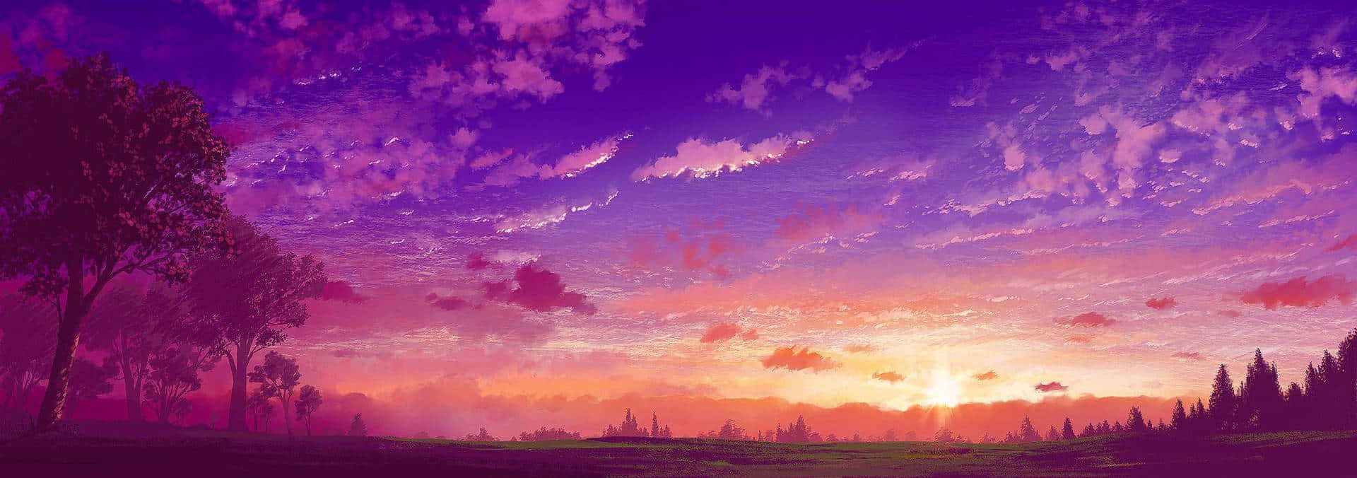 Magenta Skyline Sunset, vivid purples, pinks, Full HD Desktop Wallpaper