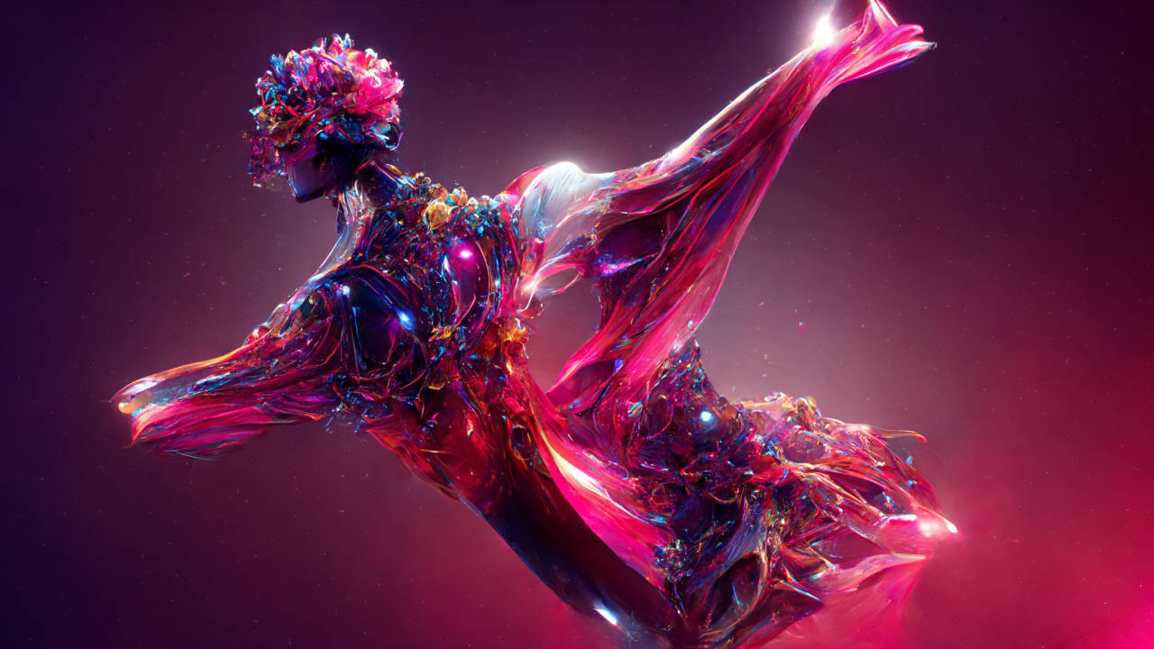 magenta, crystalline wings, floral crown, HD Desktop Wallpaper