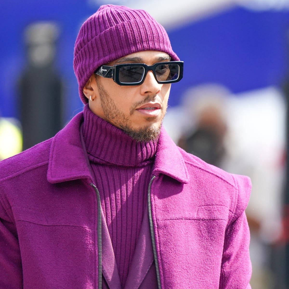magenta, vibrant purple knit hat, matching coat, SD Desktop Wallpaper