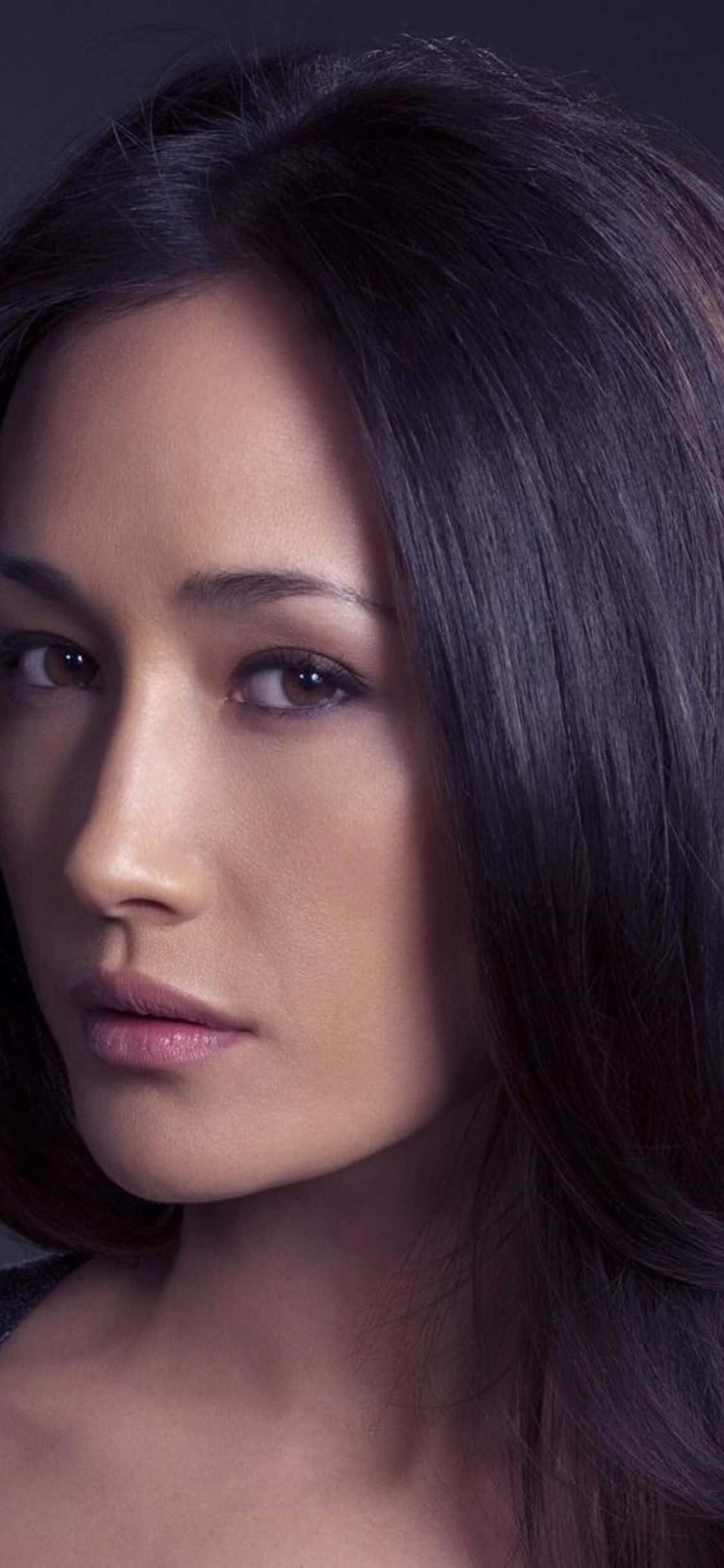Maggie Q, dark hair, intense gaze, Full HD Phone Wallpaper